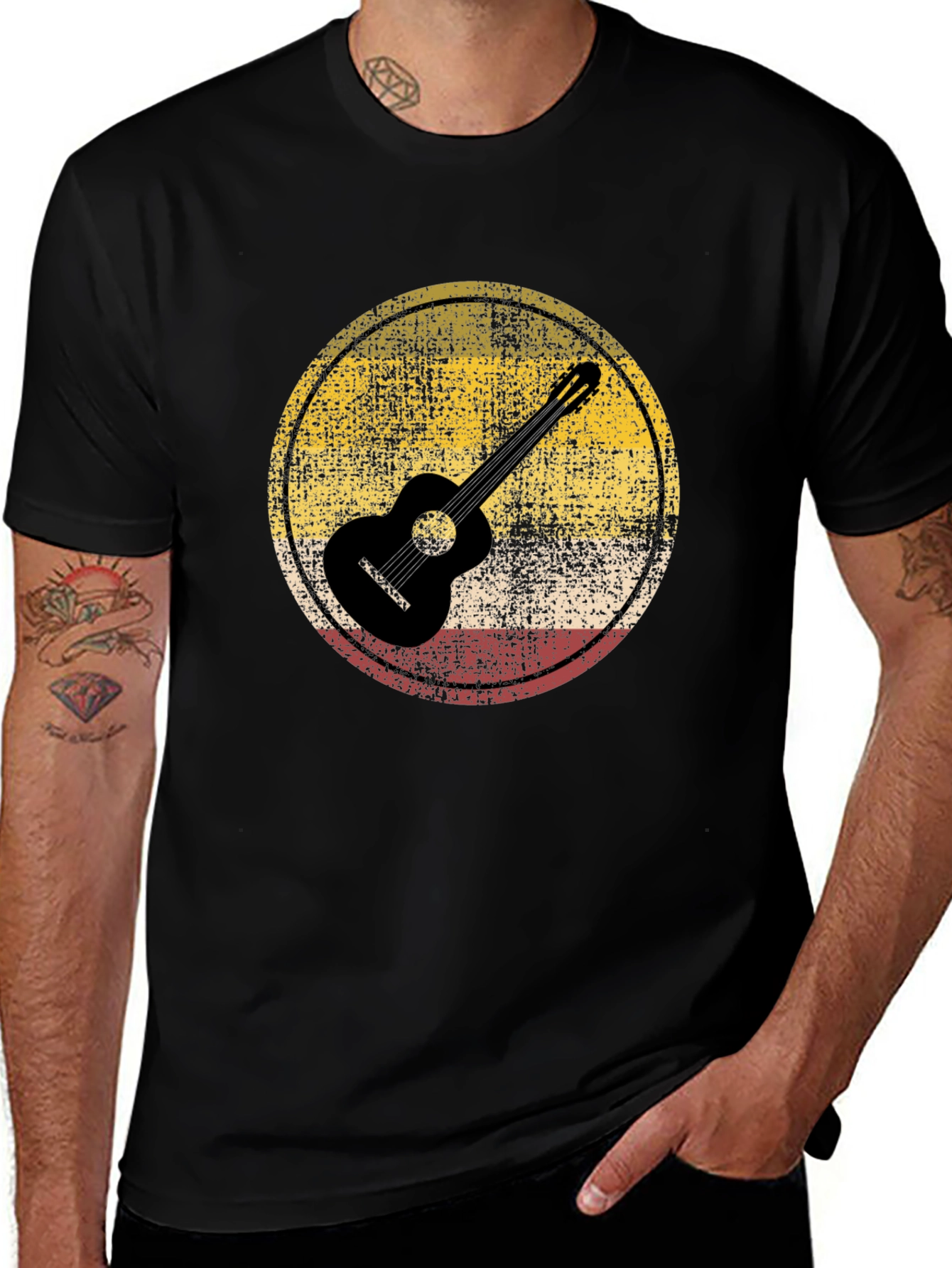 Variant 24 of Retro Guitar Circle Graphic Tee