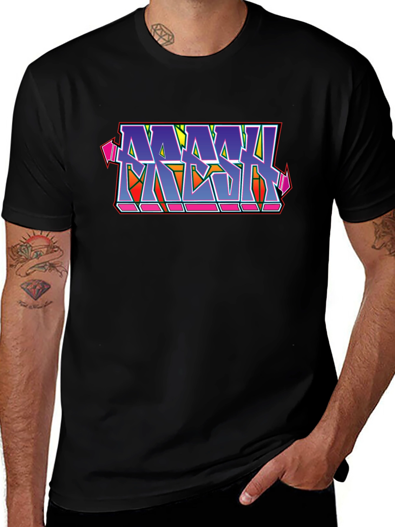 Variant 20 of MASH Graffiti Style Black Cotton Graphic T-Shirt