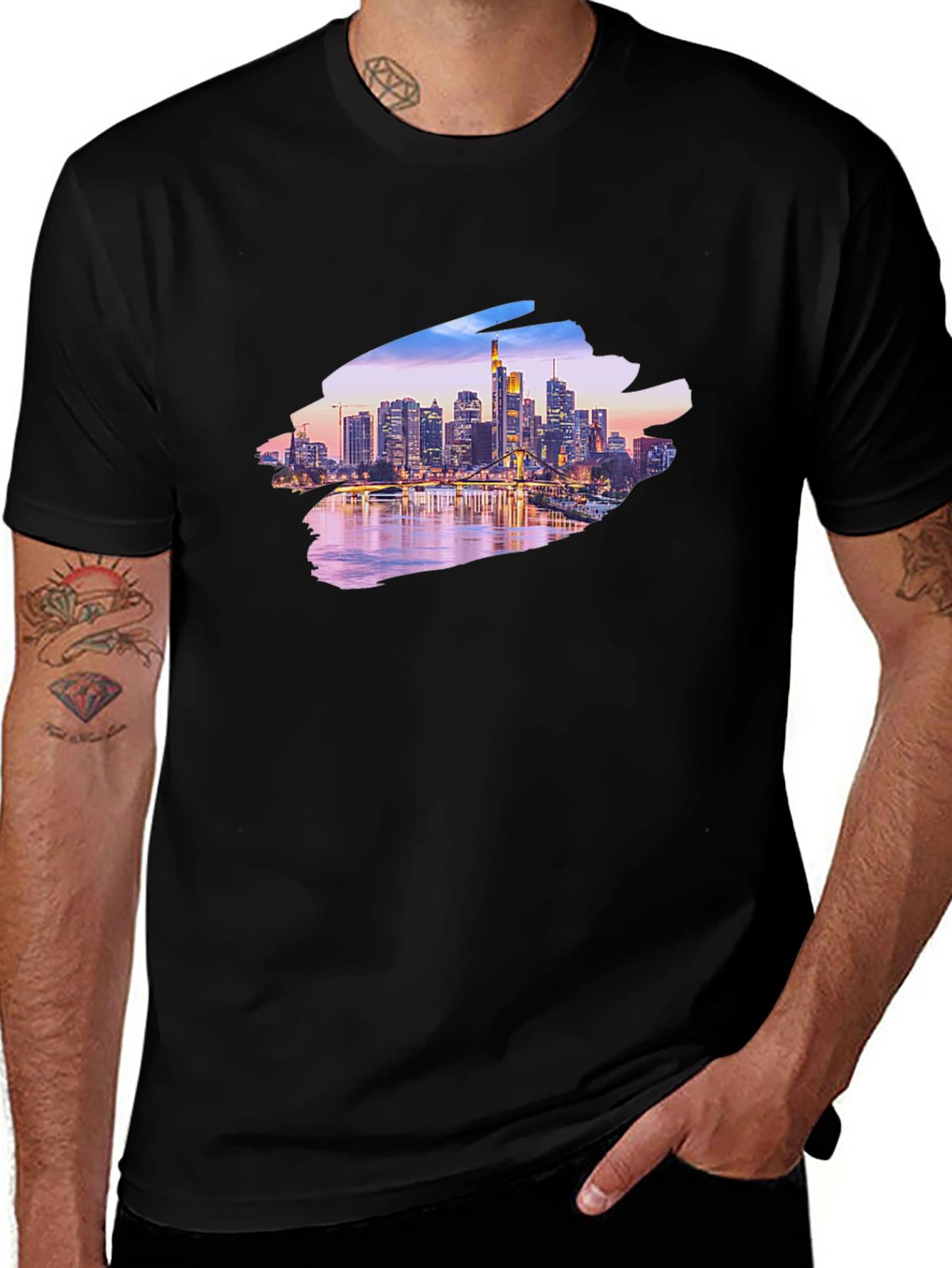Variant 28 of Cityscape Graphic Black T-Shirt
