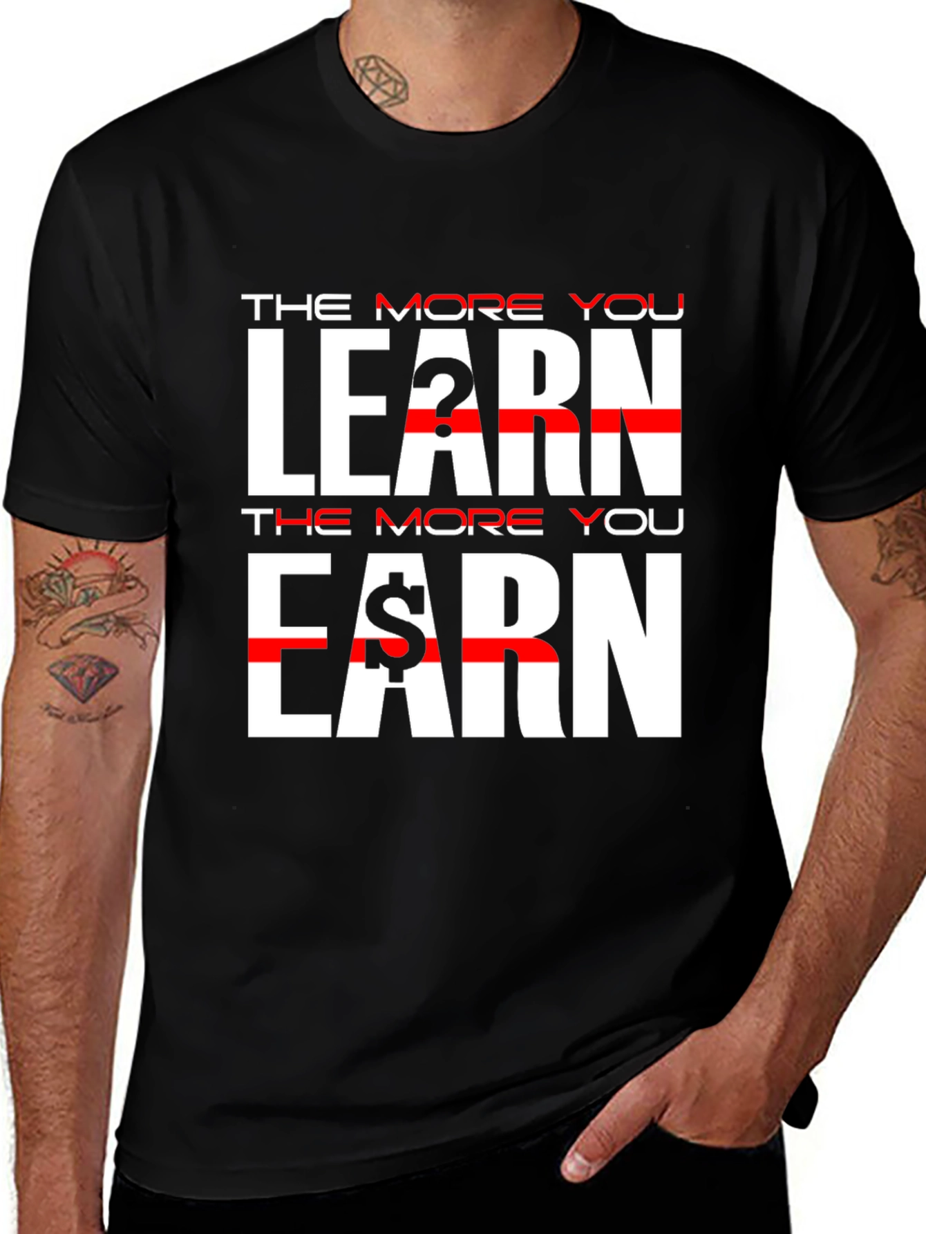 The More You Learn Earn Black T-Shirt