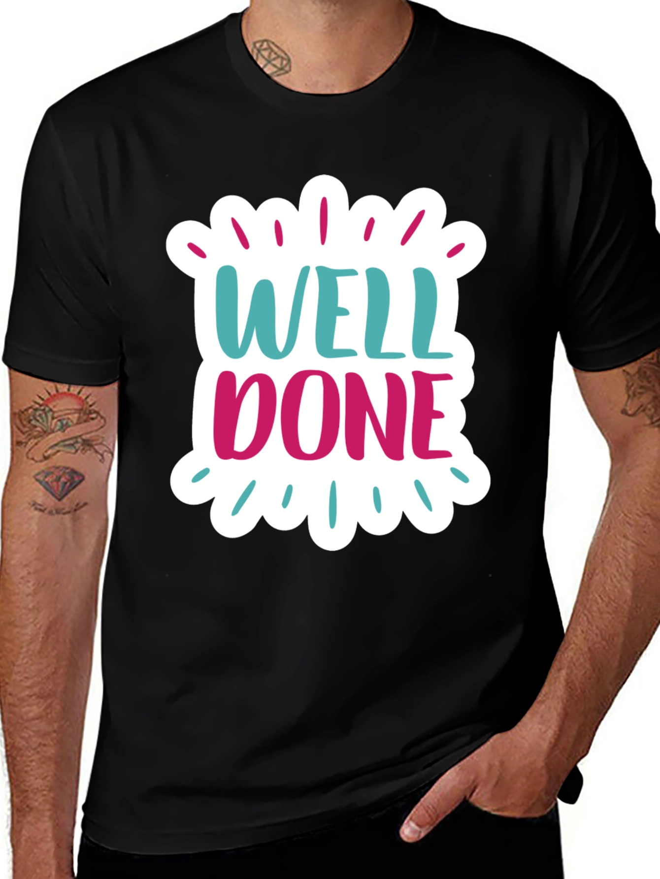 Well Done Graphic Black Cotton T-Shirt