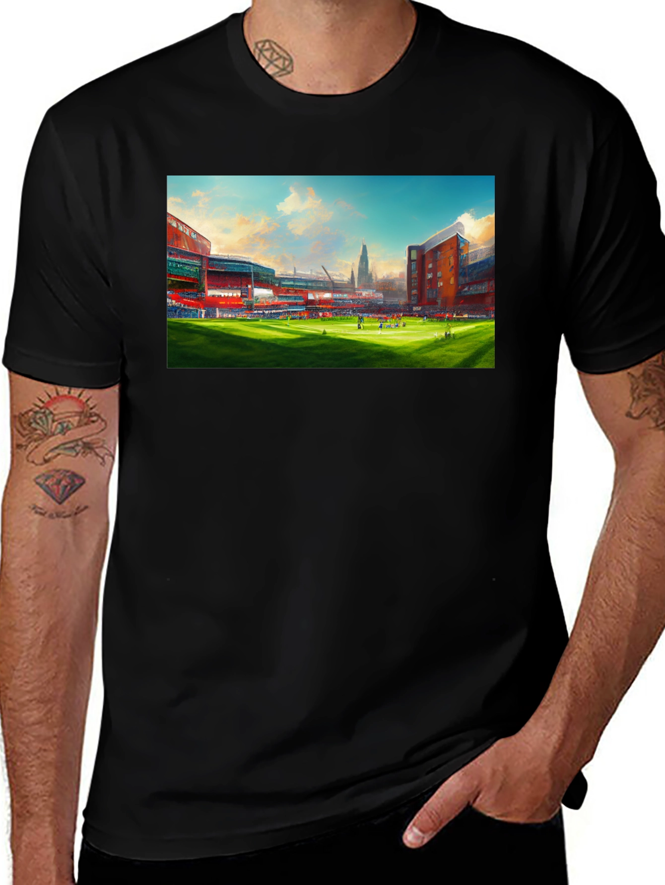 Stadium Graphic Tee - Black Cotton T-Shirt