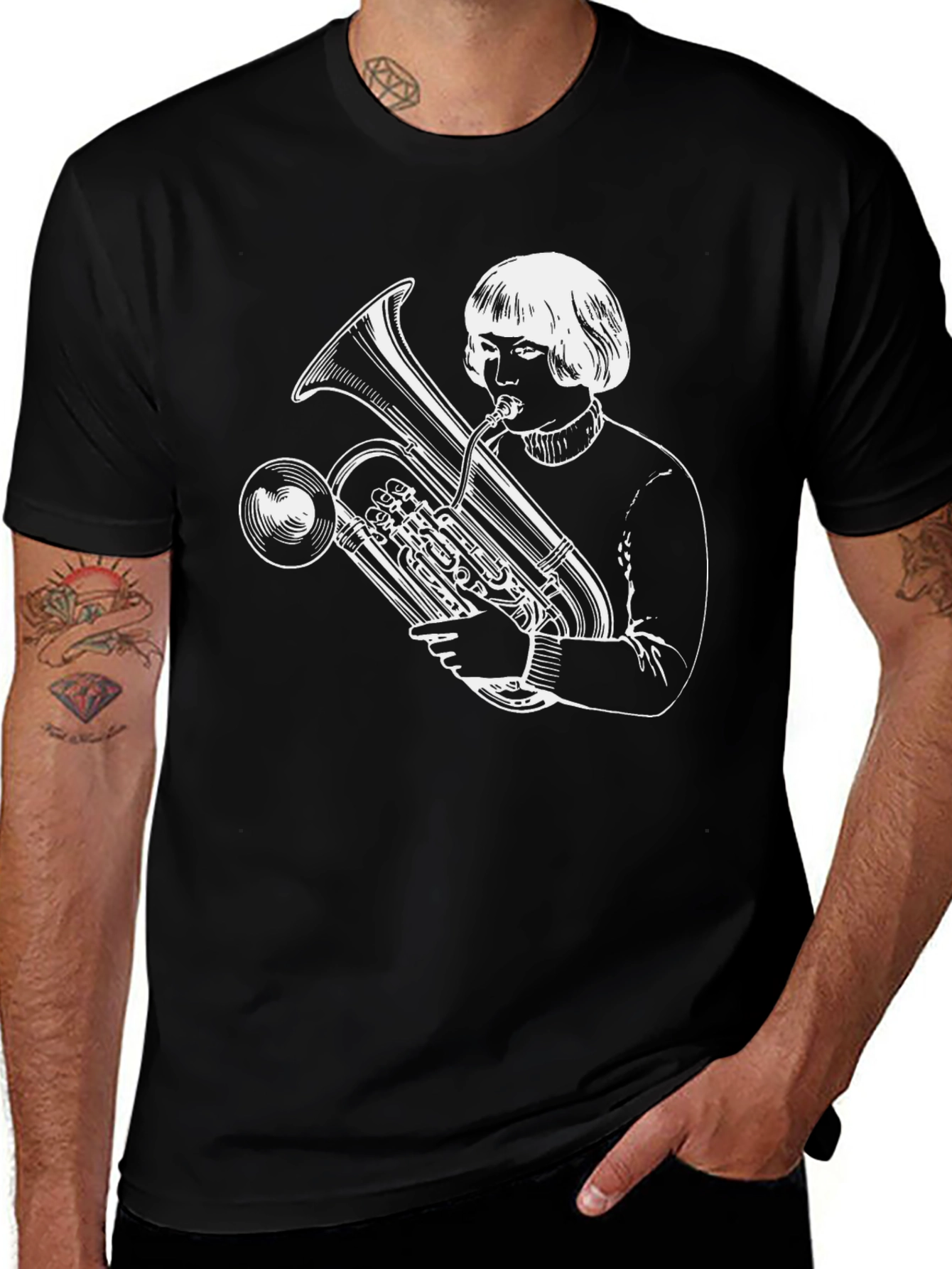 Variant 4 of Tuba Player Graphic Tee - Unique Band Shirt