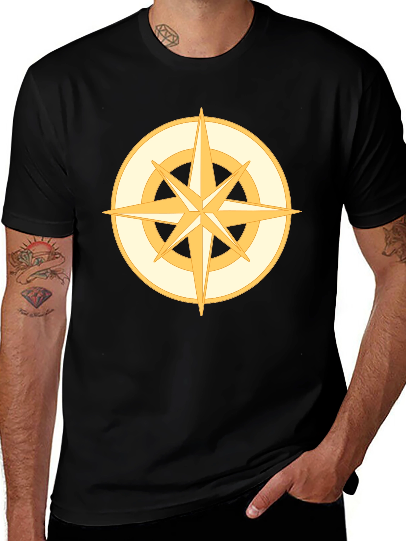 Variant 7 of Compass Star Graphic Black T-Shirt