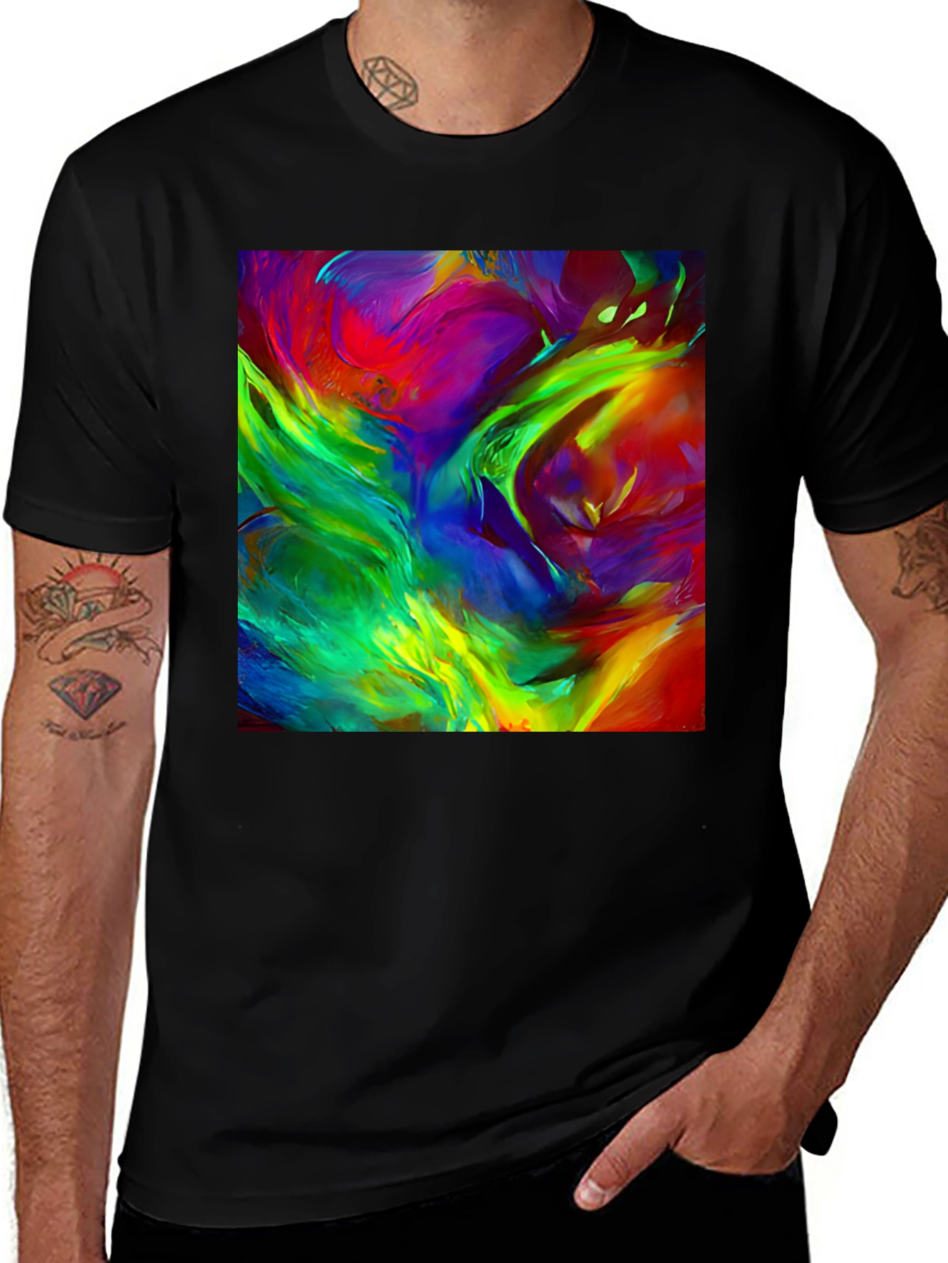 Variant 14 of Abstract Art Black T-Shirt - Vivid Colors