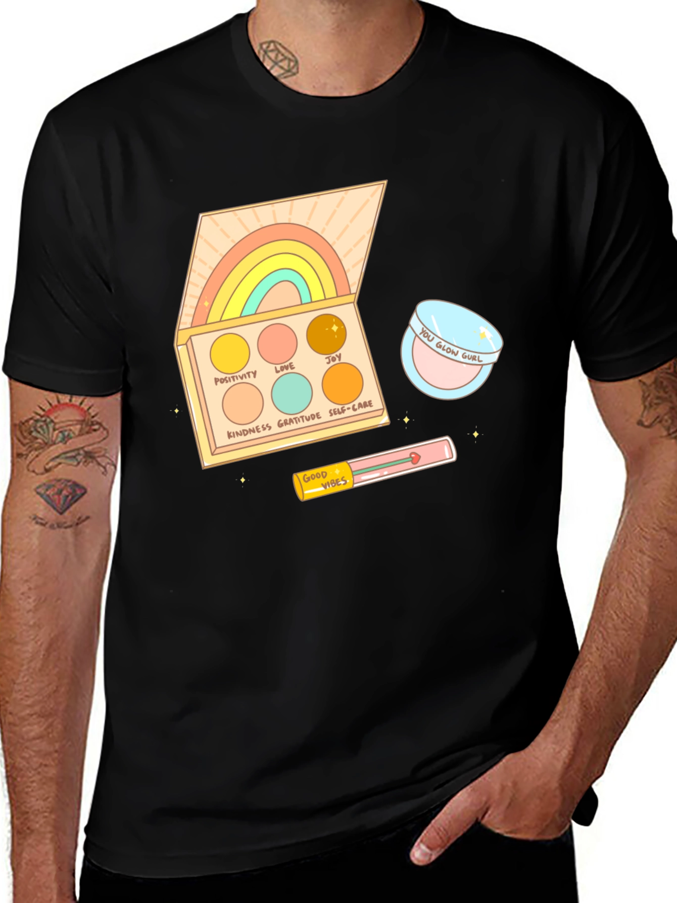 Variant 6 of Rainbow Palette Graphic T-Shirt - Good Vibes