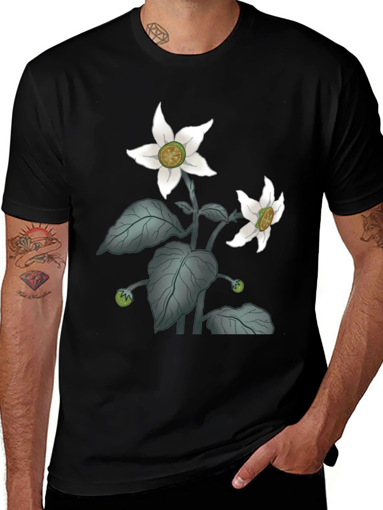 Variant 29 of Botanical Blossom Black T-Shirt