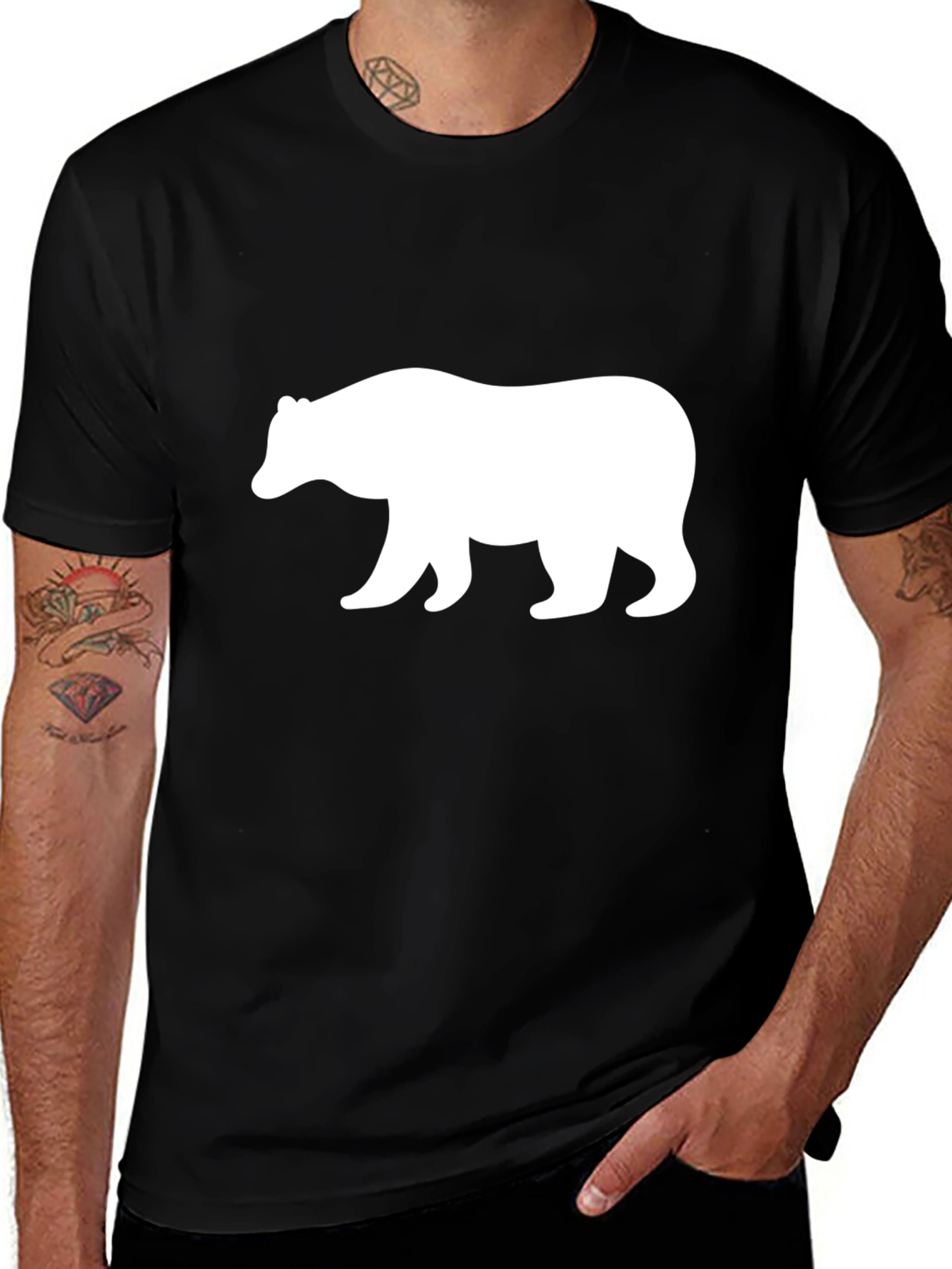 Variant 8 of Bear Silhouette Graphic Tee - Black