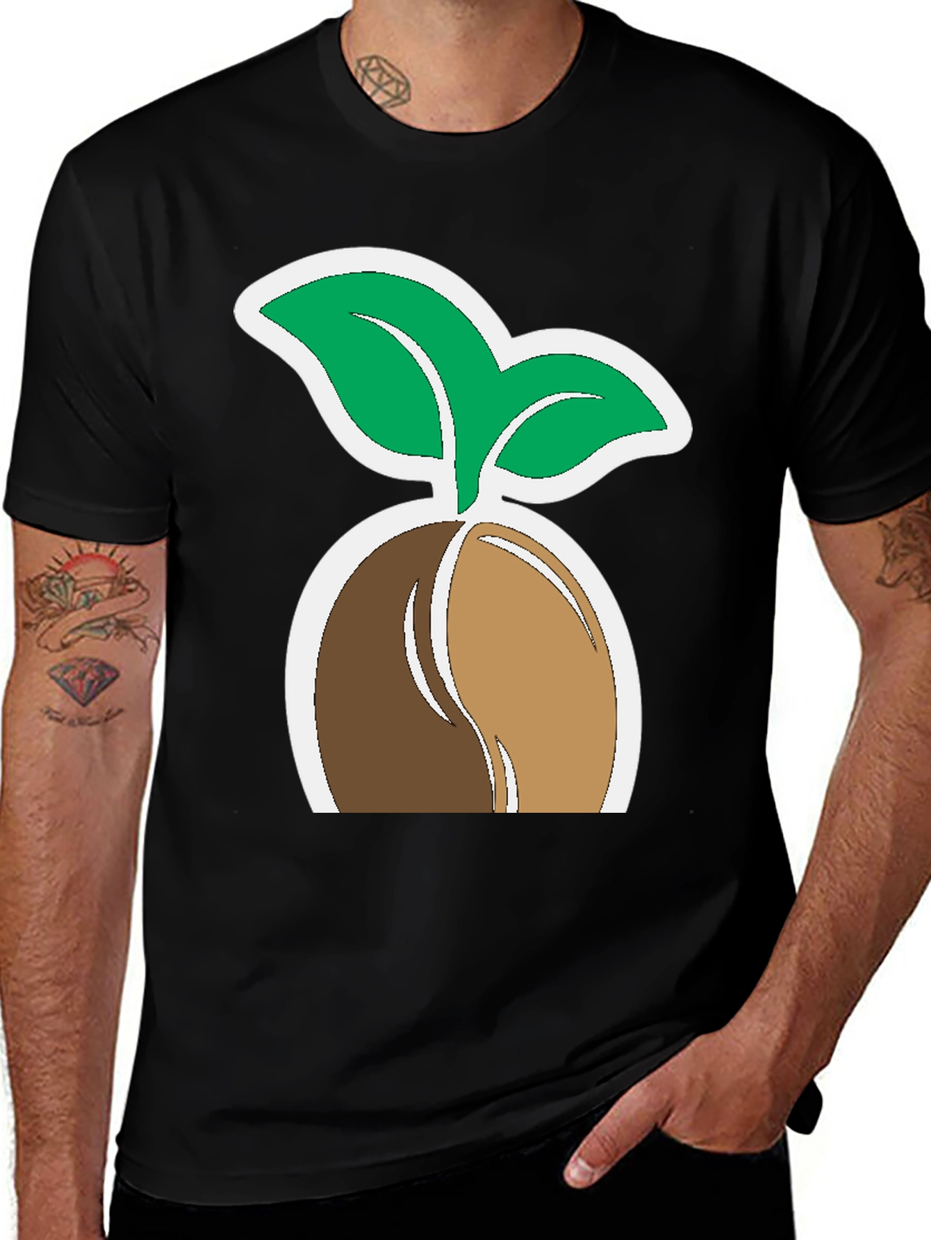 Variant 25 of Plant Seedling Graphic Tee - Black Cotton Comfort