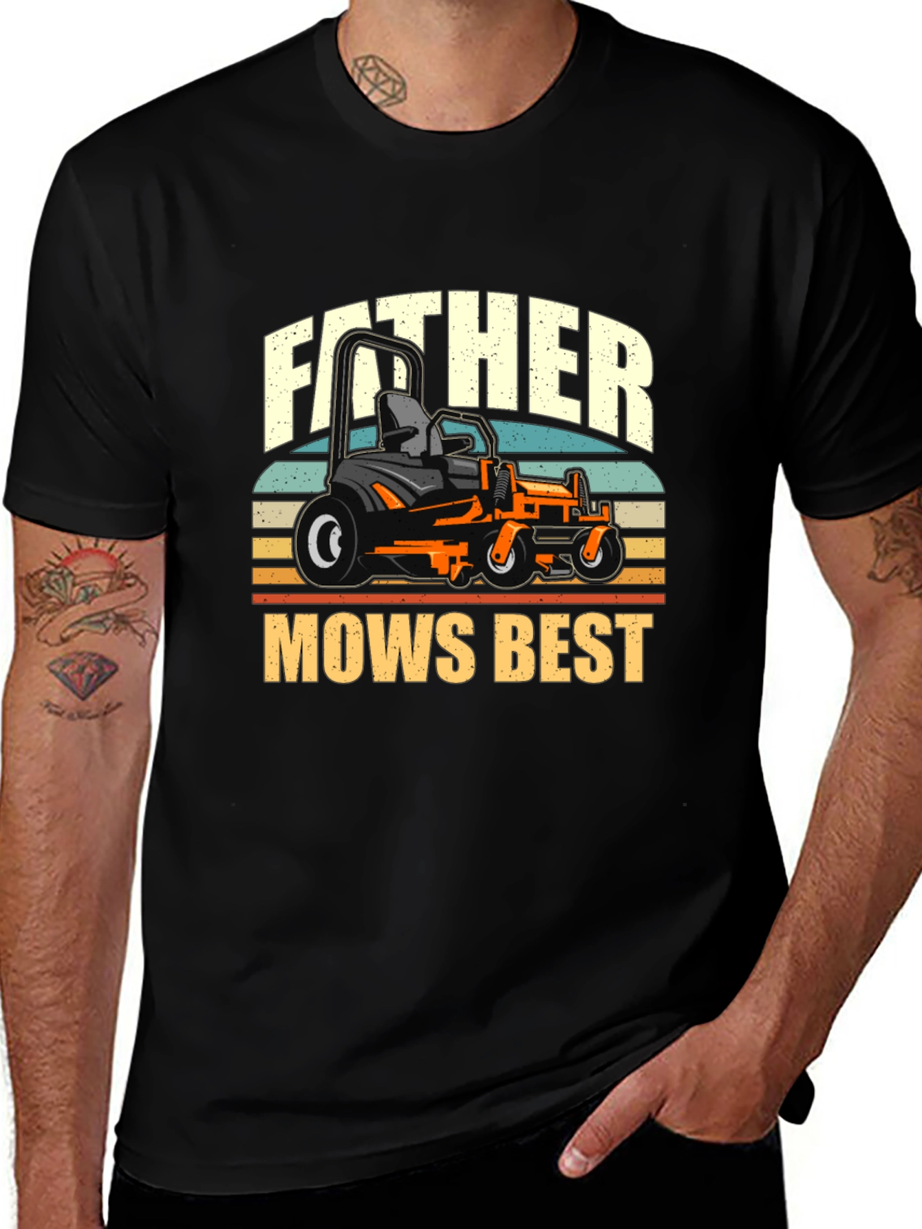 Variant 3 of Father Mows Best T-Shirt - Lawn Mower Dad Tee
