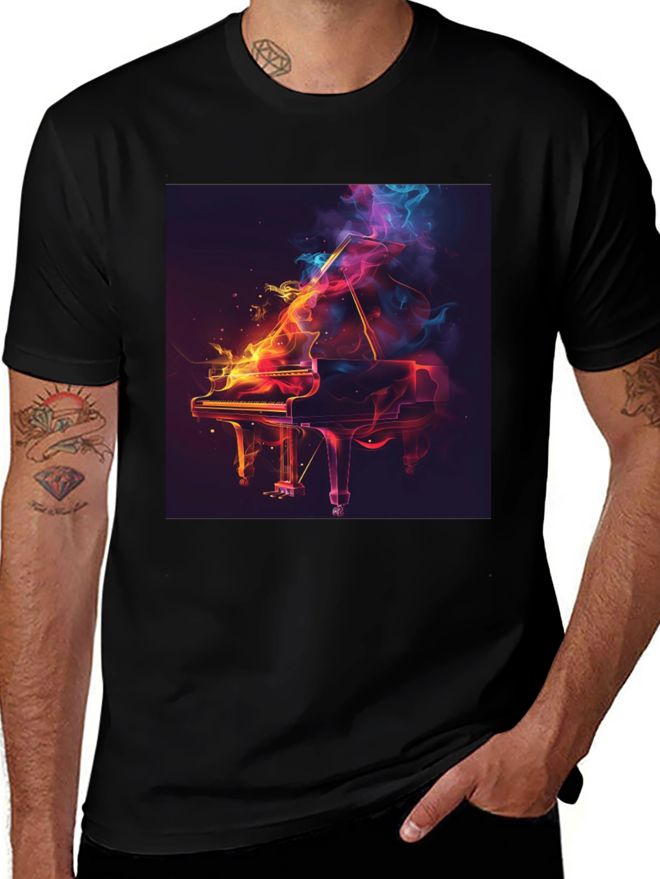 Variant 22 of Fiery Piano Graphic T-Shirt - Artistic Music Lover Tee