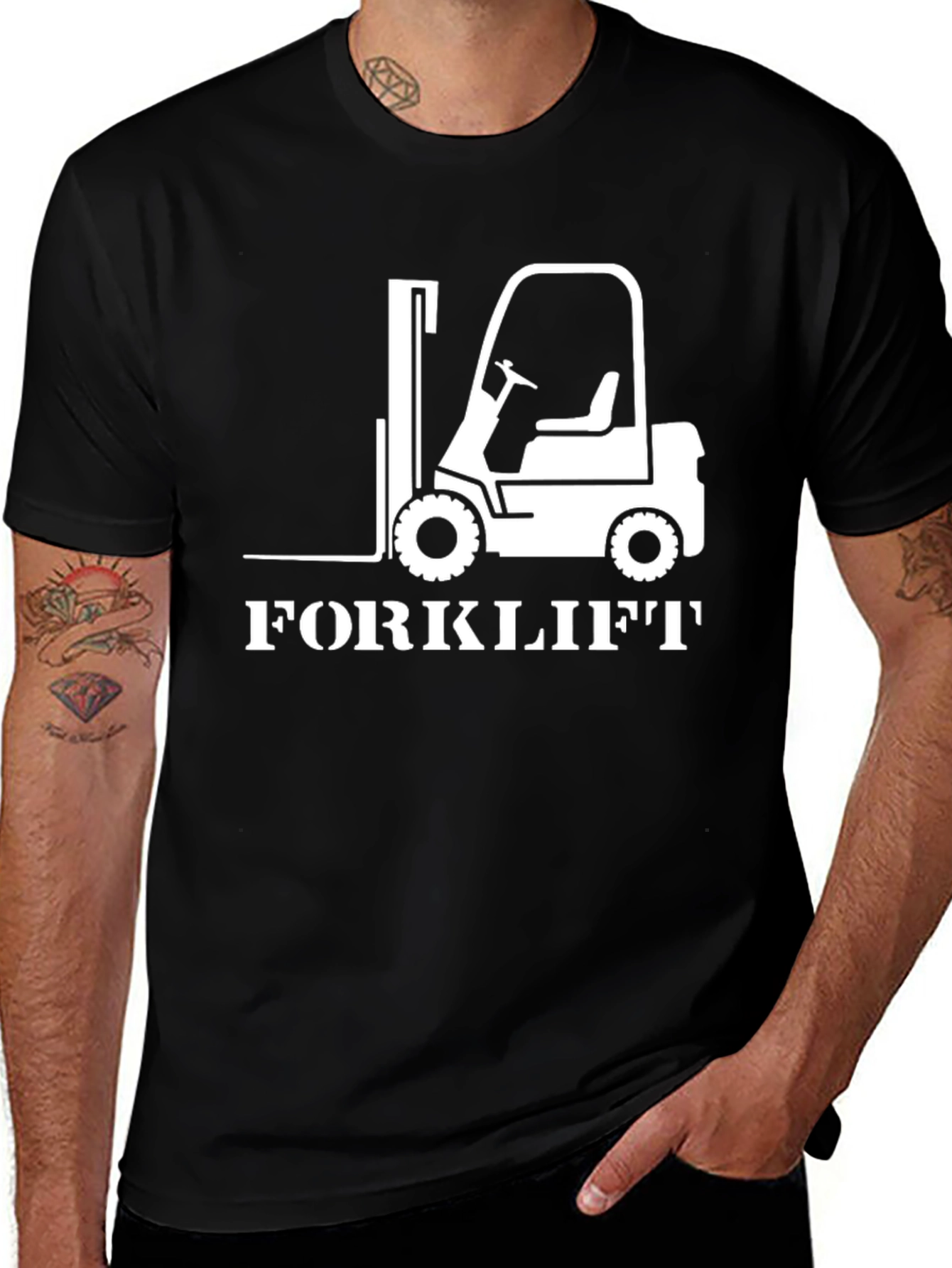 Variant 18 of Forklift Graphic Tee - Black Cotton Shirt