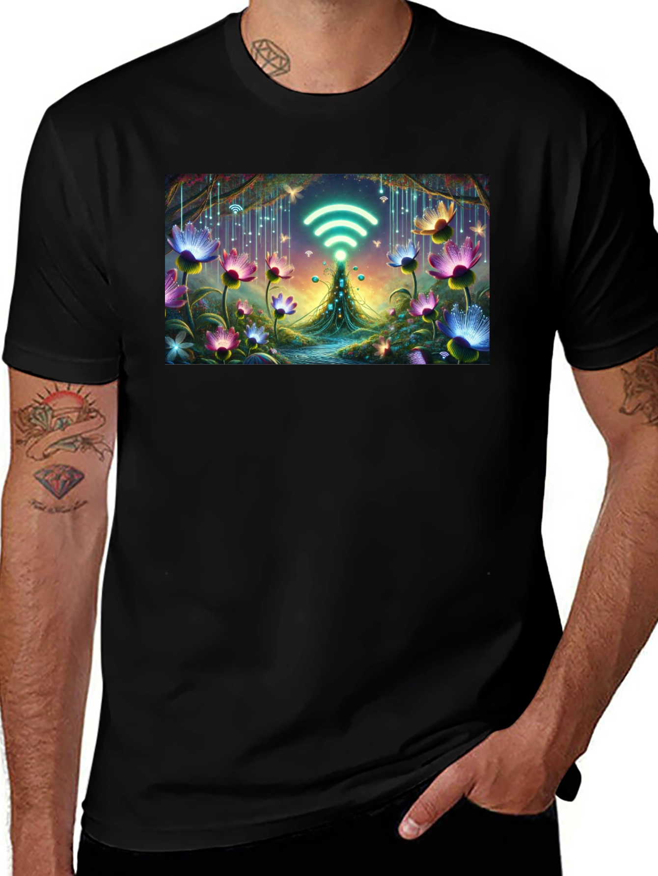 Variant 21 of WiFi Fairy Garden Black T-Shirt