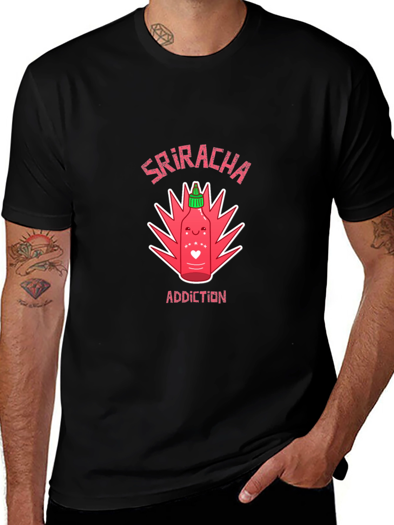 Sriracha Addiction Graphic T-Shirt - Spicy Food Lover Tee