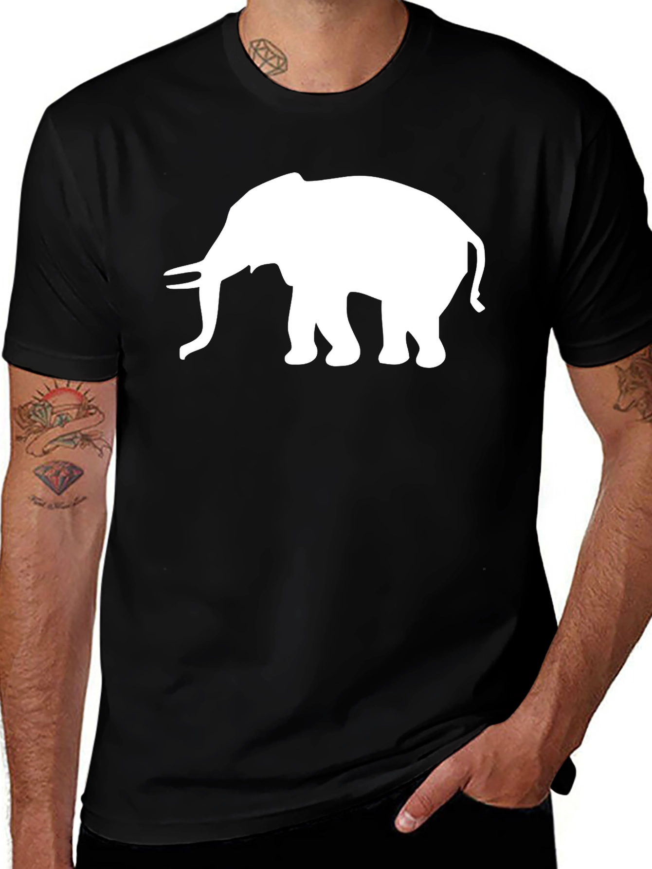 Variant 26 of Elephant Graphic Black T-Shirt