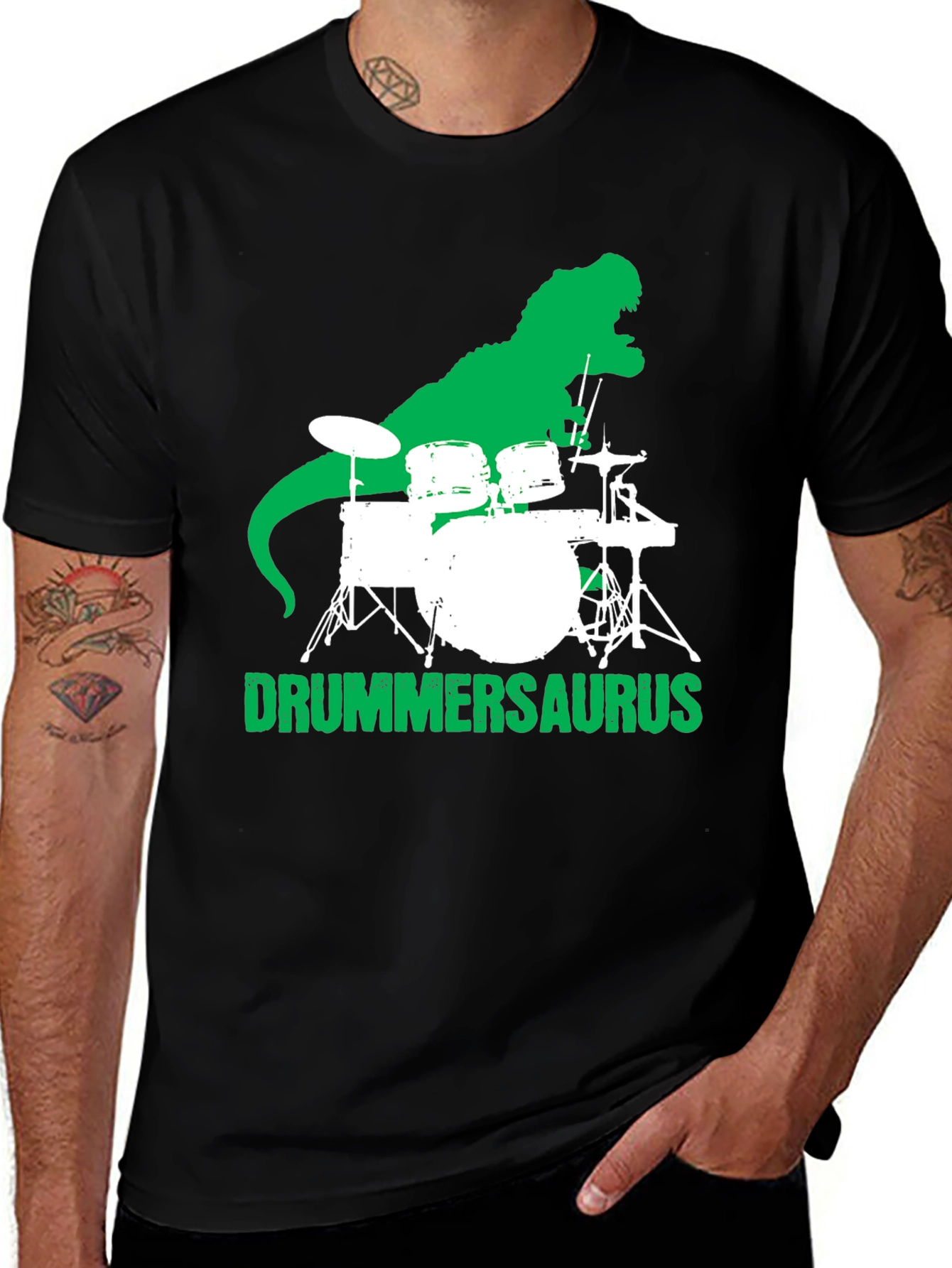 Drummersaurus T-Shirt - Black Cotton Graphic Tee