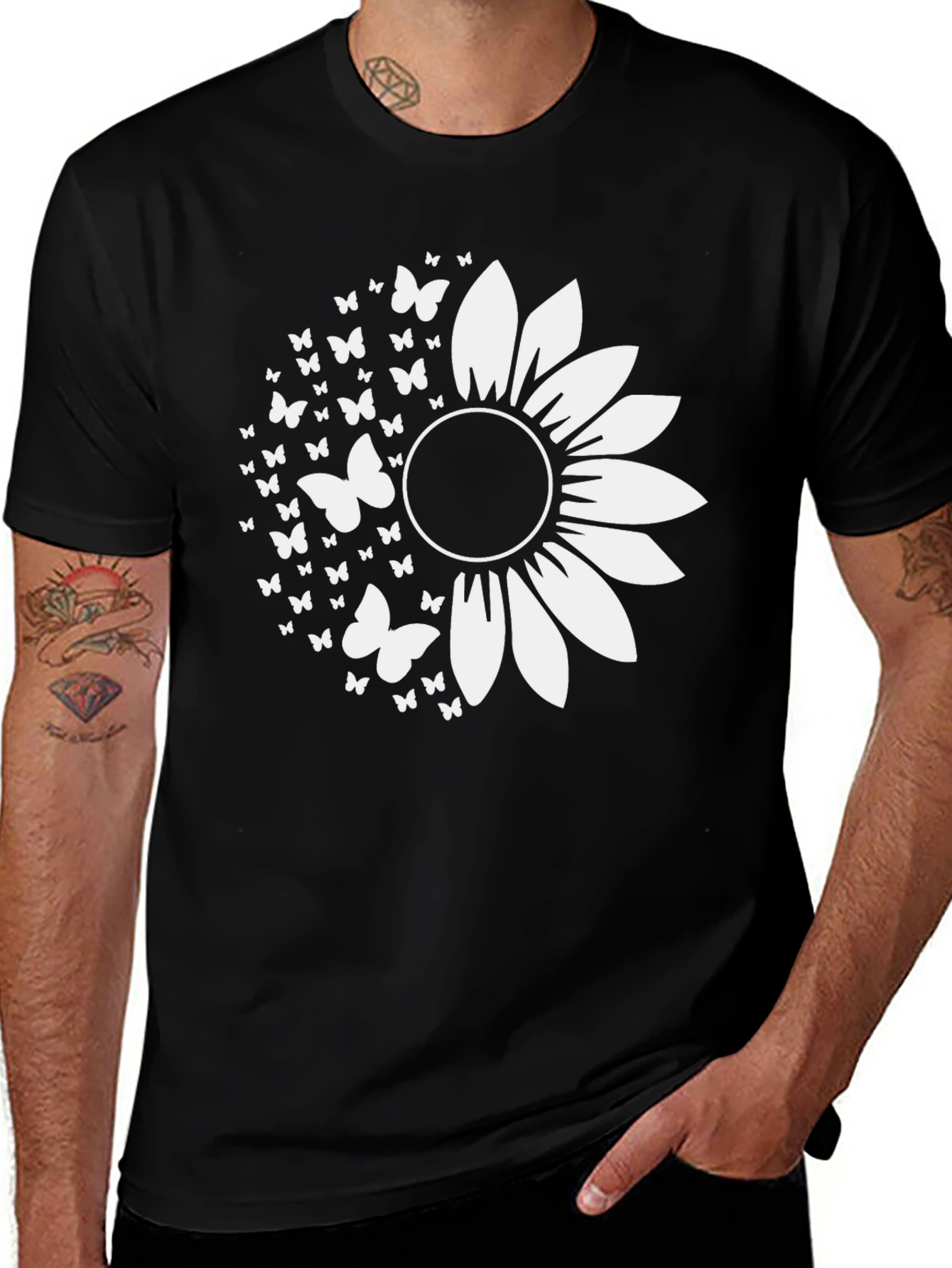 Variant 23 of Sunflower Butterfly Graphic Tee - Black