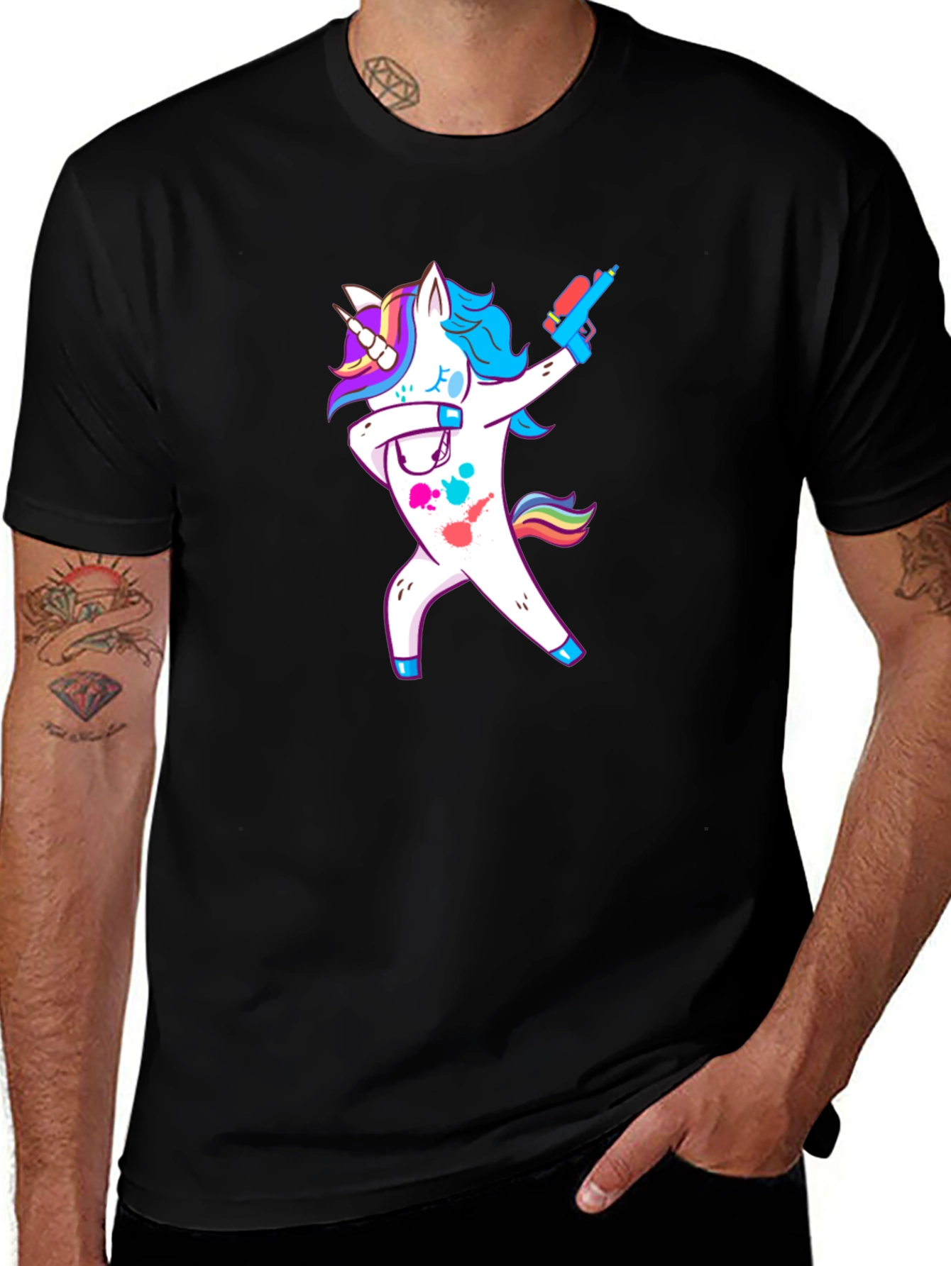 Variant 19 of Unicorn Dabbing with Water Gun Graphic Tee