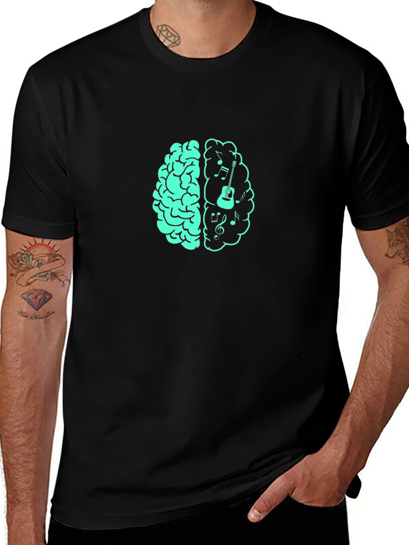 Variant 11 of Music Brain T-Shirt - Left and Right Brain Graphic Tee