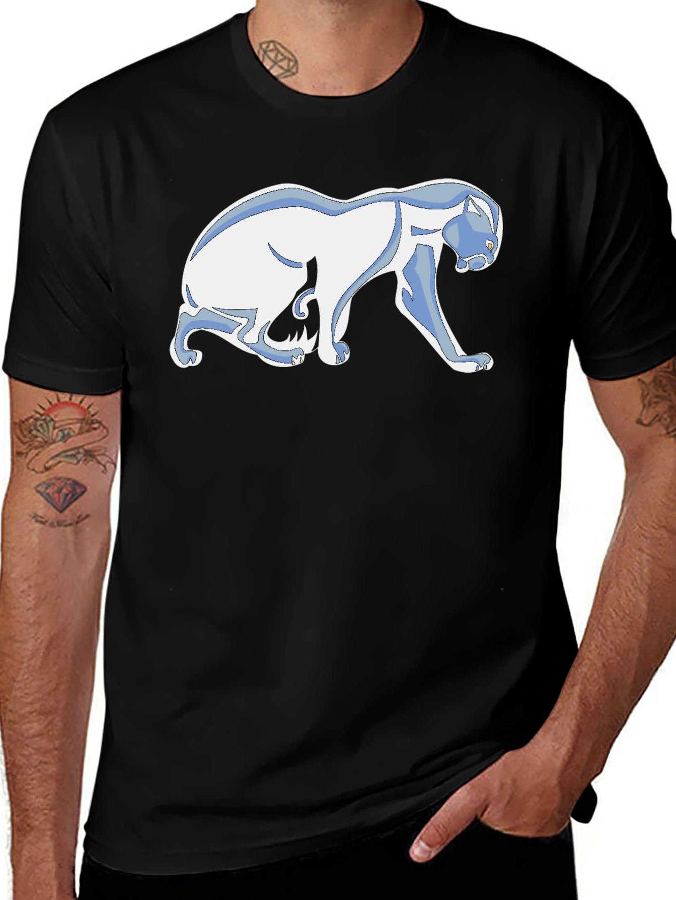 Variant 3 of Cool Cat Graphic Tee - Black Cotton Blend