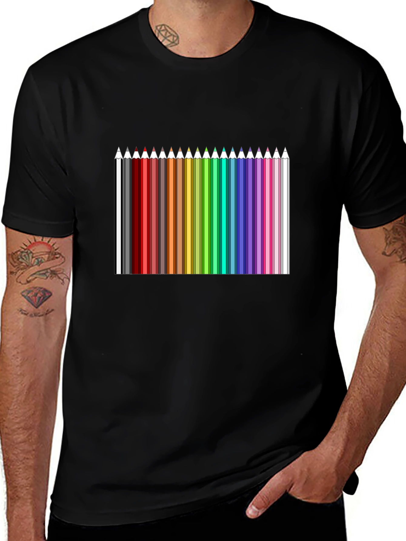 Variant 2 of Colorful Pencils Graphic T-Shirt - Art Lover Tee