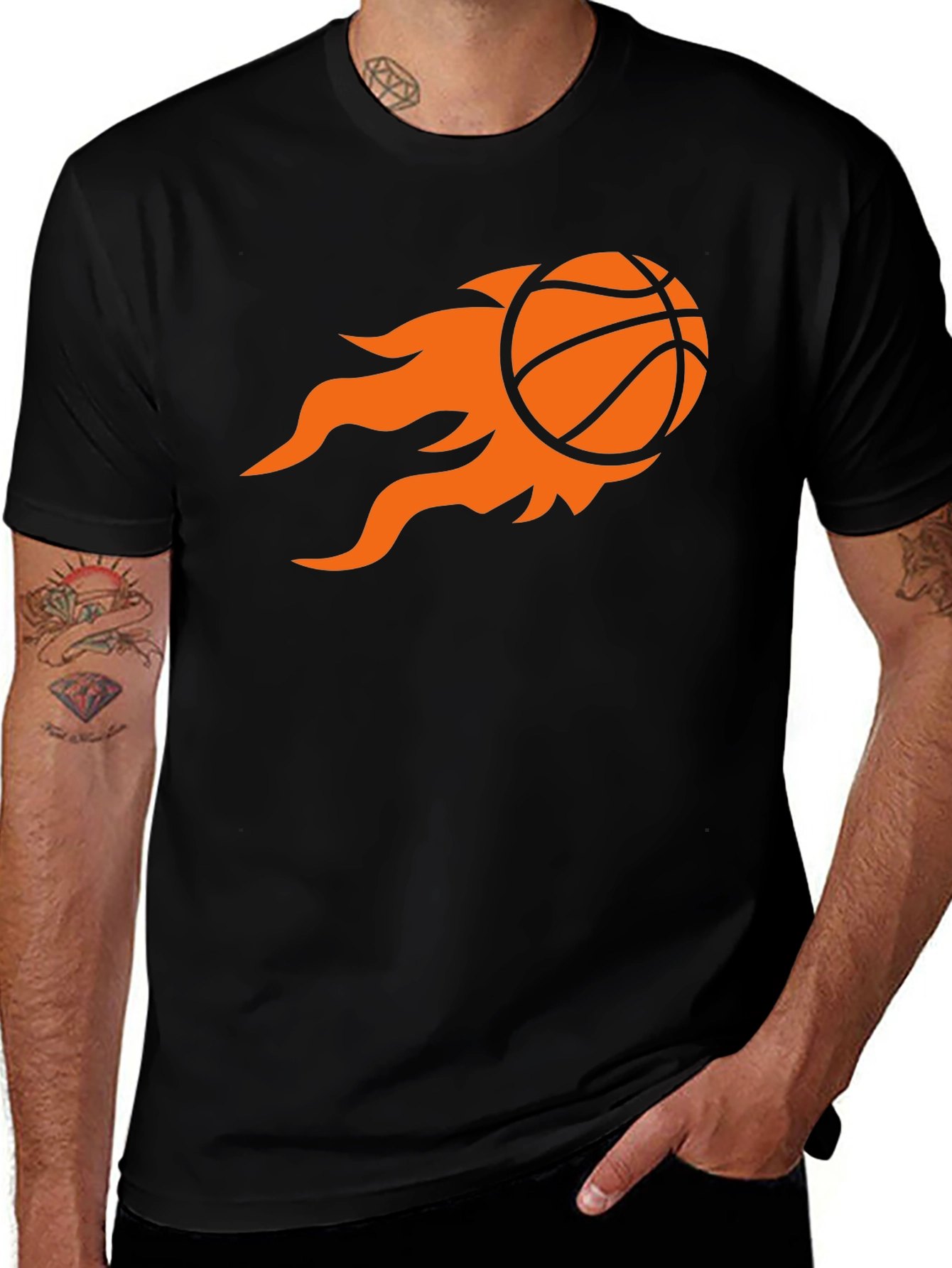 Variant 29 of Flaming Basketball Graphic Tee - Black