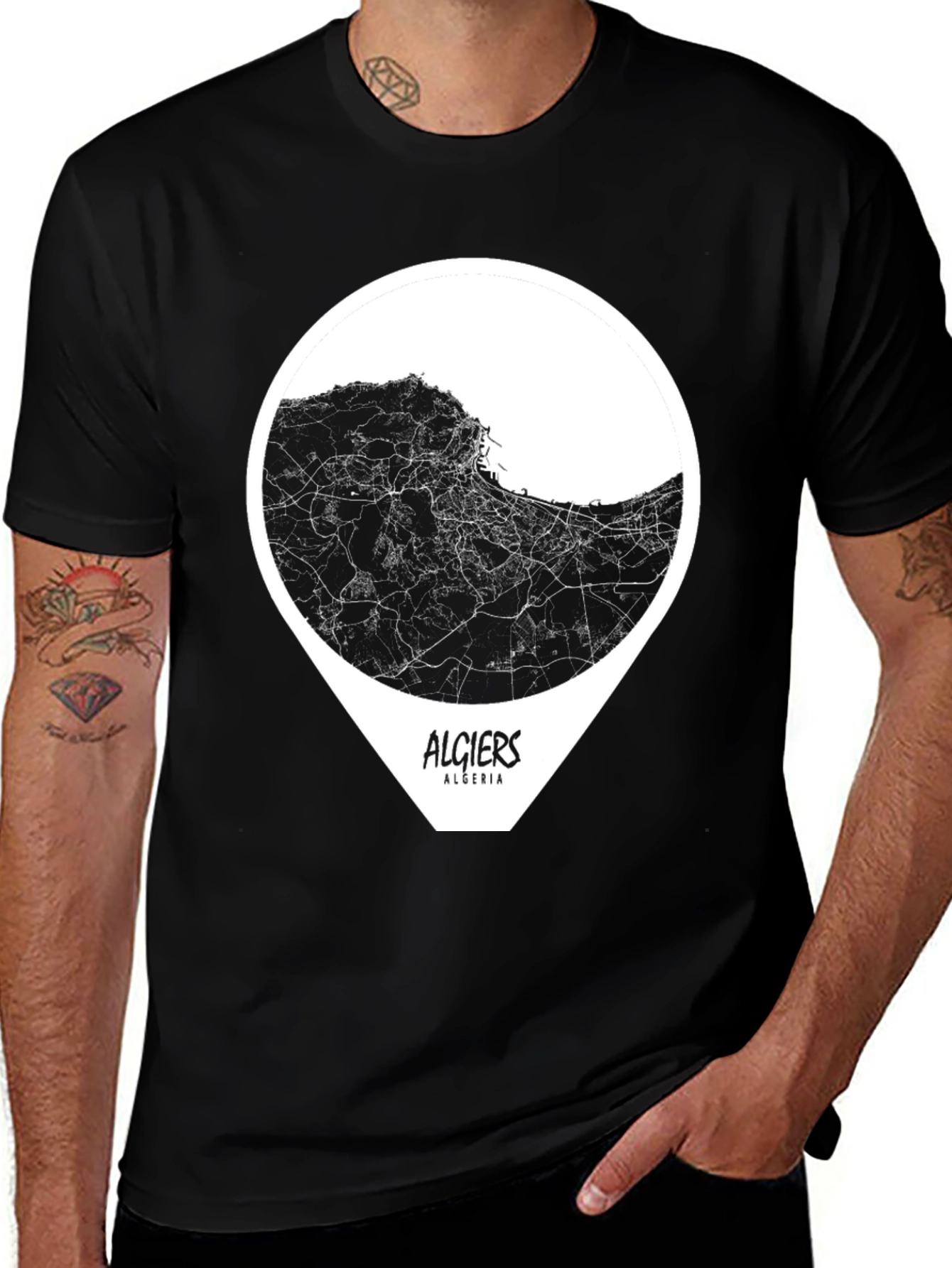 Algiers Algeria Map T-Shirt