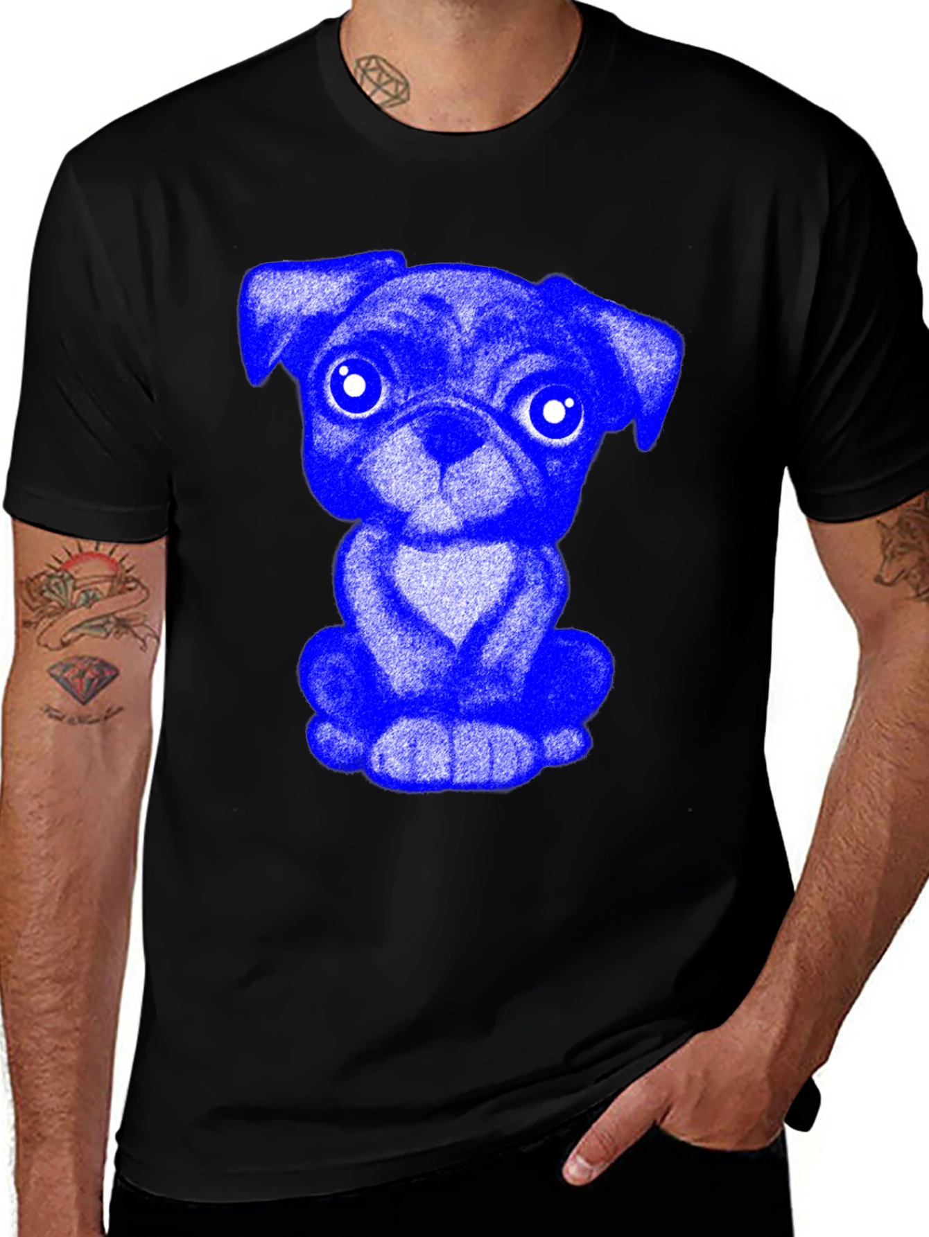 Variant 29 of Cute Blue Pug Graphic T-Shirt