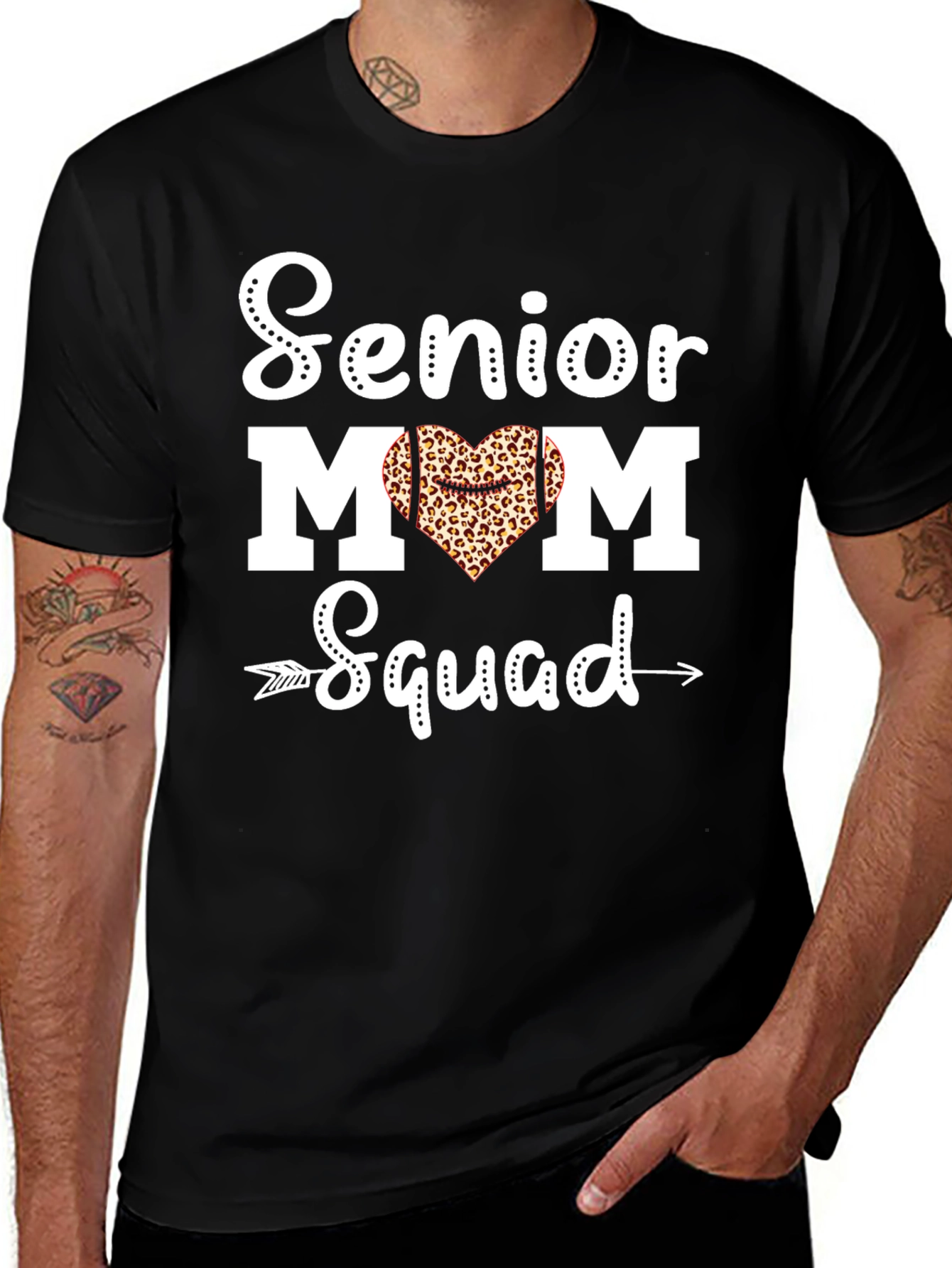 Senior Mom Squad Leopard Heart T-Shirt