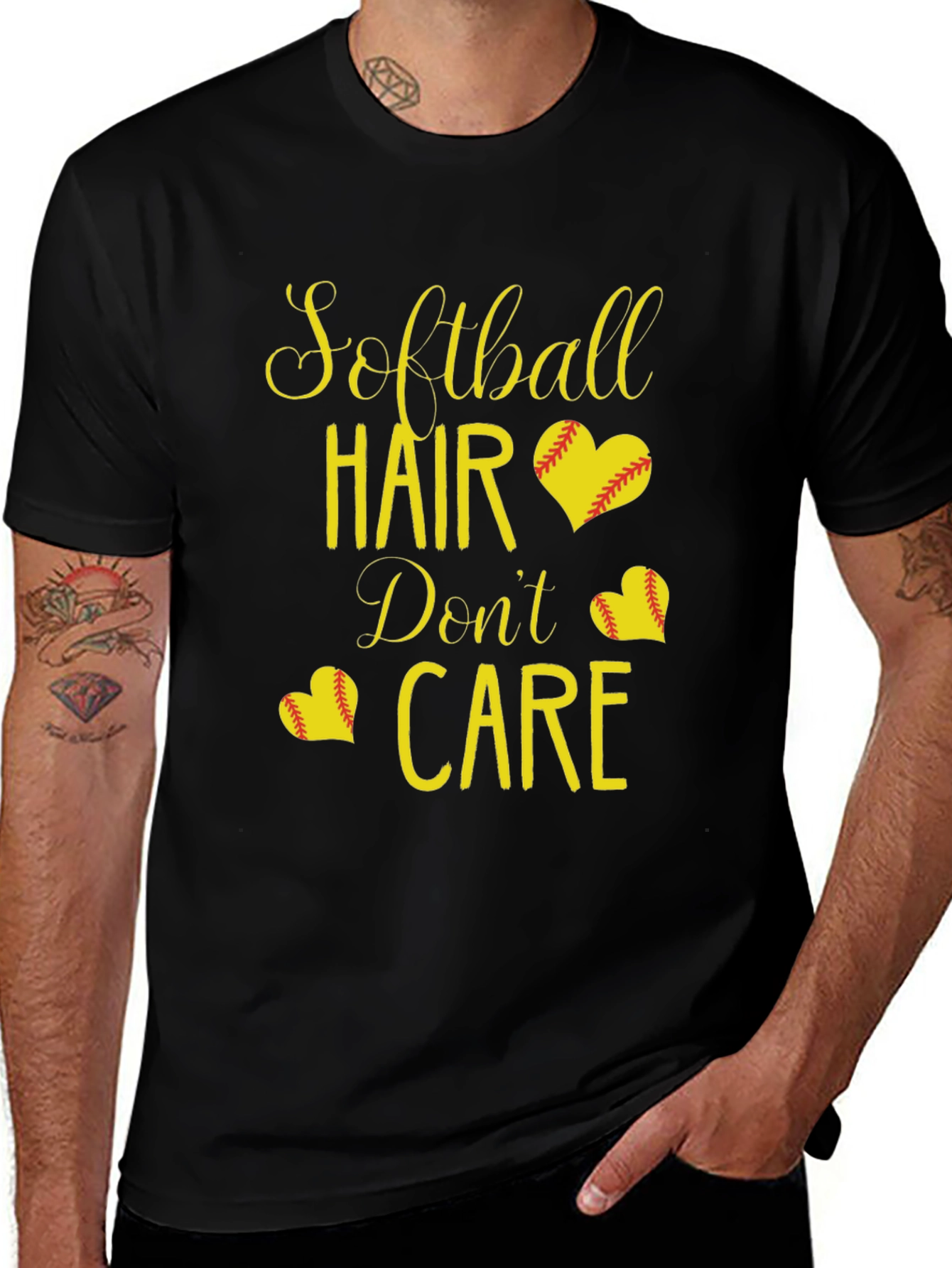 Variant 15 of Softball Hair Don't Care Graphic Tee