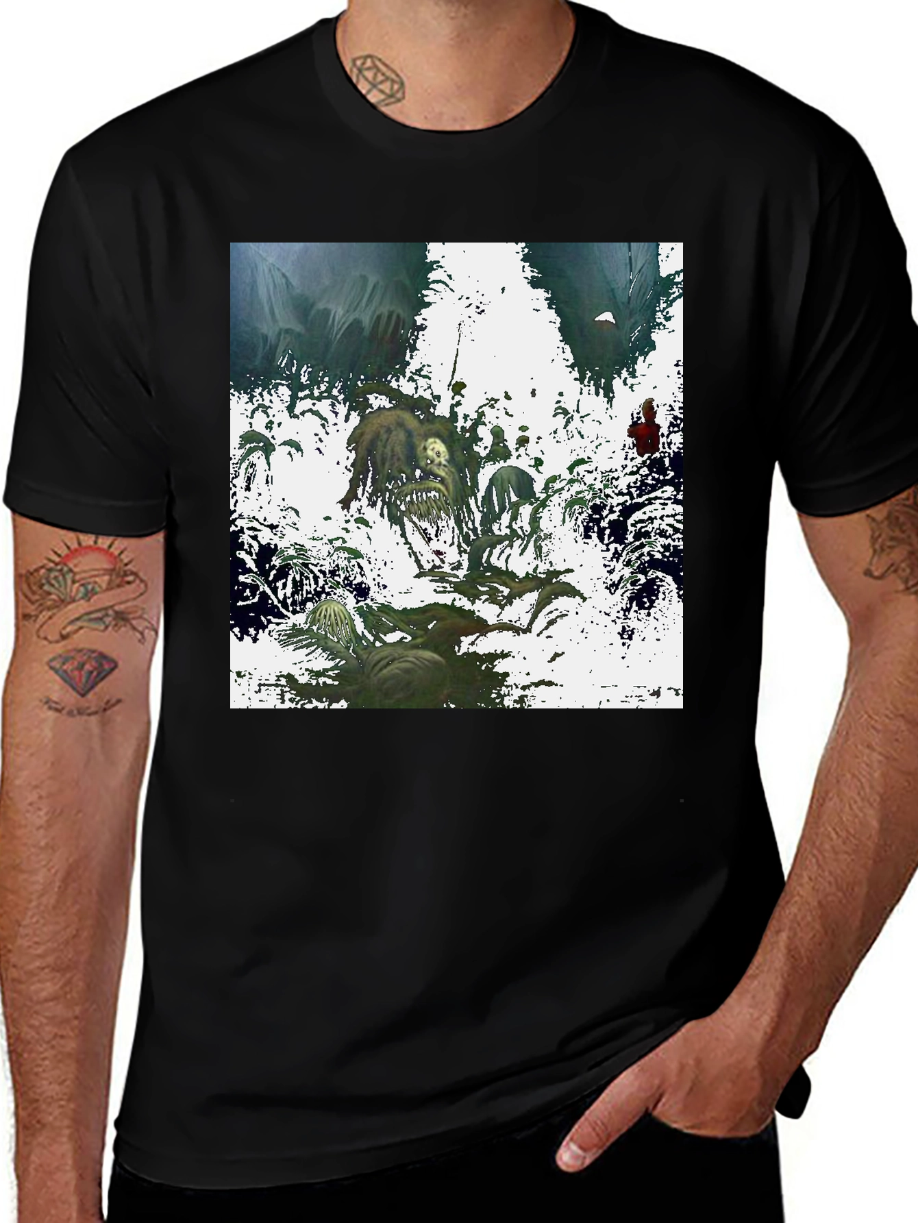 Variant 11 of Artistic Graphic Print Black T-Shirt