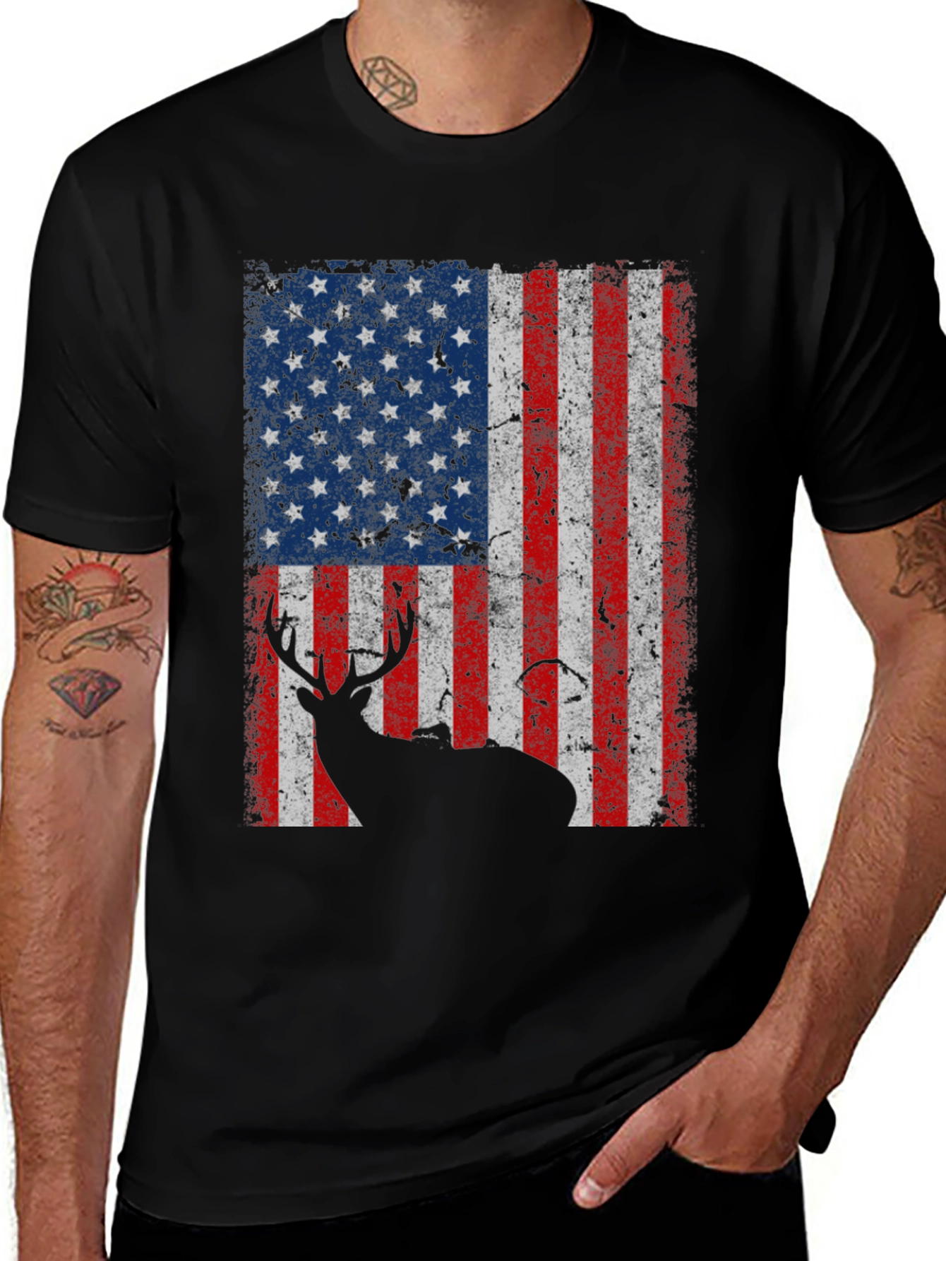 Variant 19 of American Flag Deer Graphic Tee