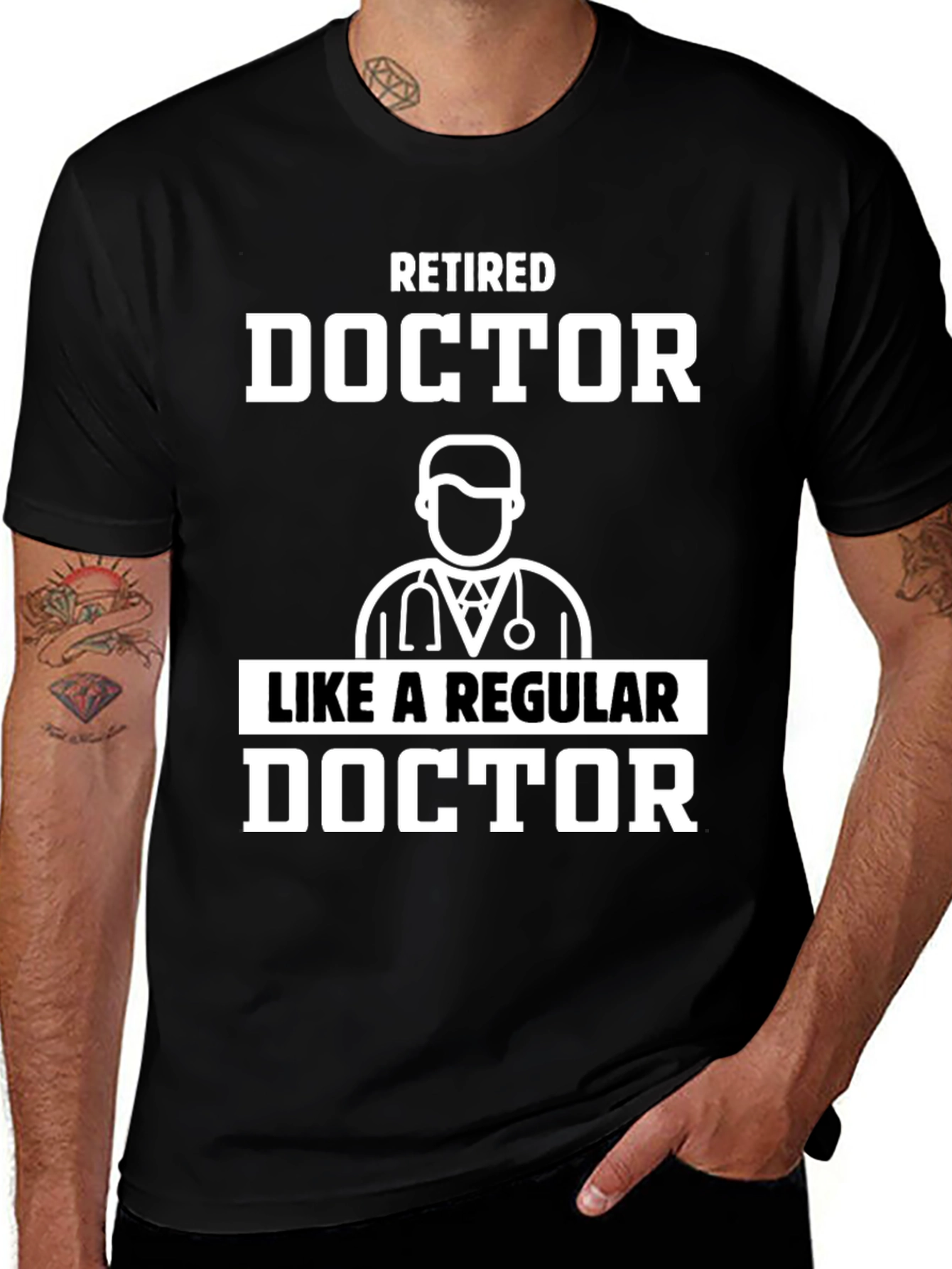 Black Retired Doctor T-Shirt - Funny Retirement Gift main image