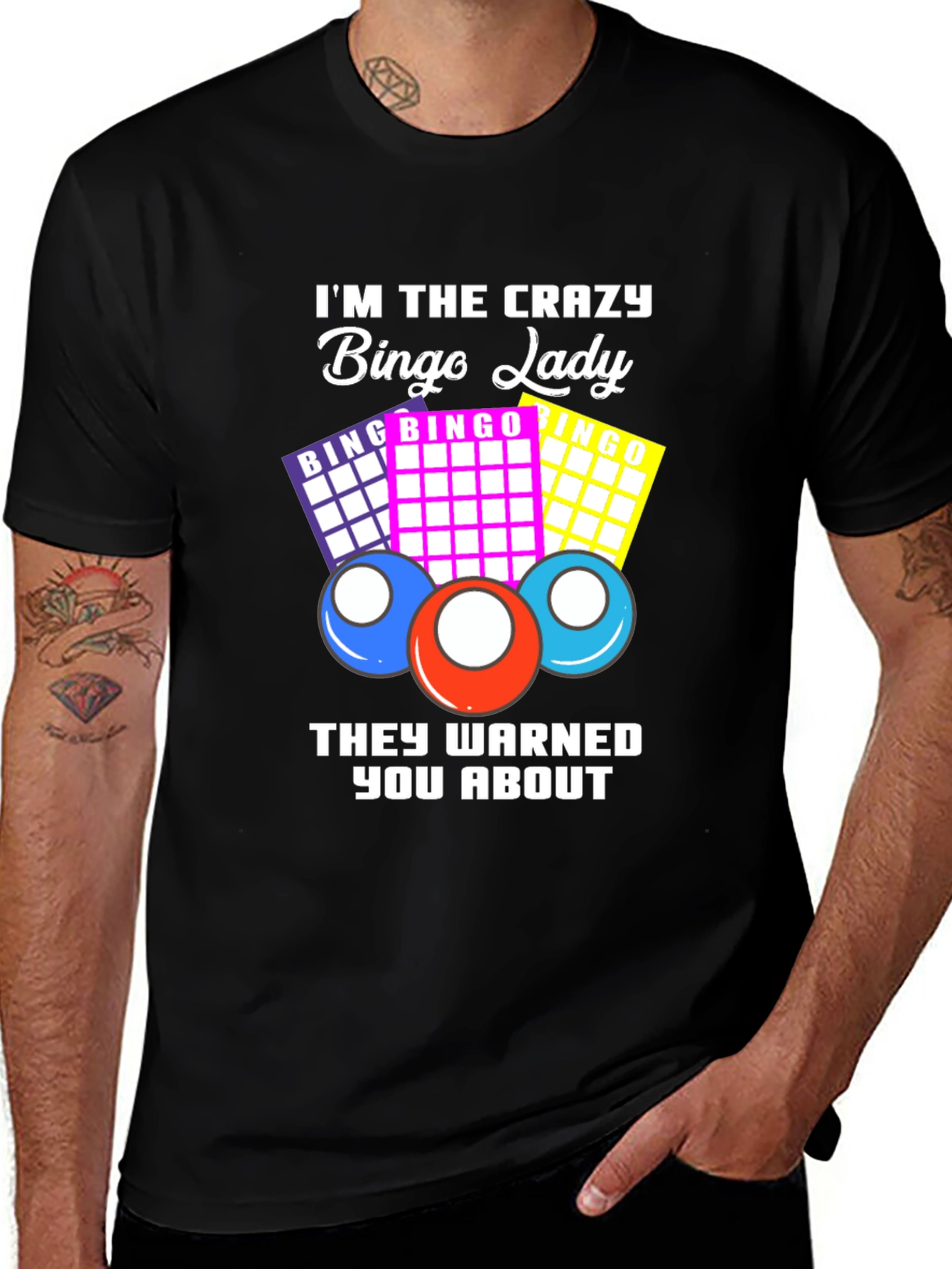 Black Crazy Bingo Lady T-Shirt main image