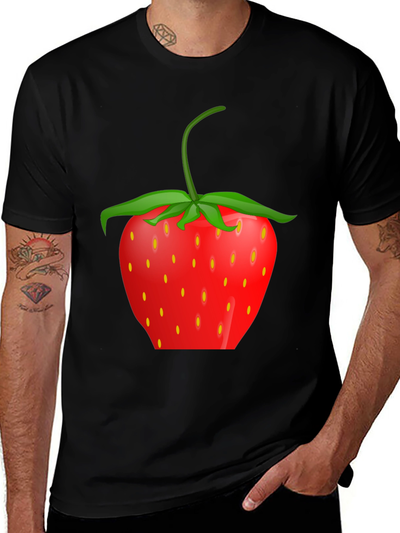 Variant 18 of Strawberry Graphic T-Shirt - Unisex Black Tee