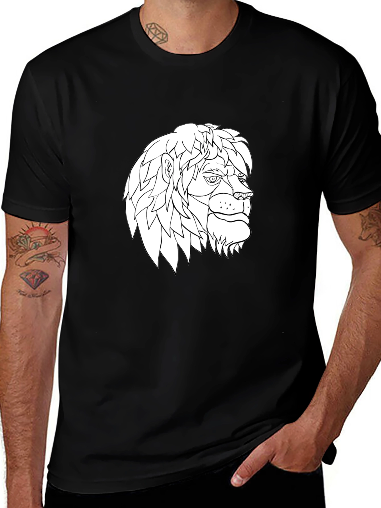 Variant 16 of Lion Head Graphic Black T-Shirt