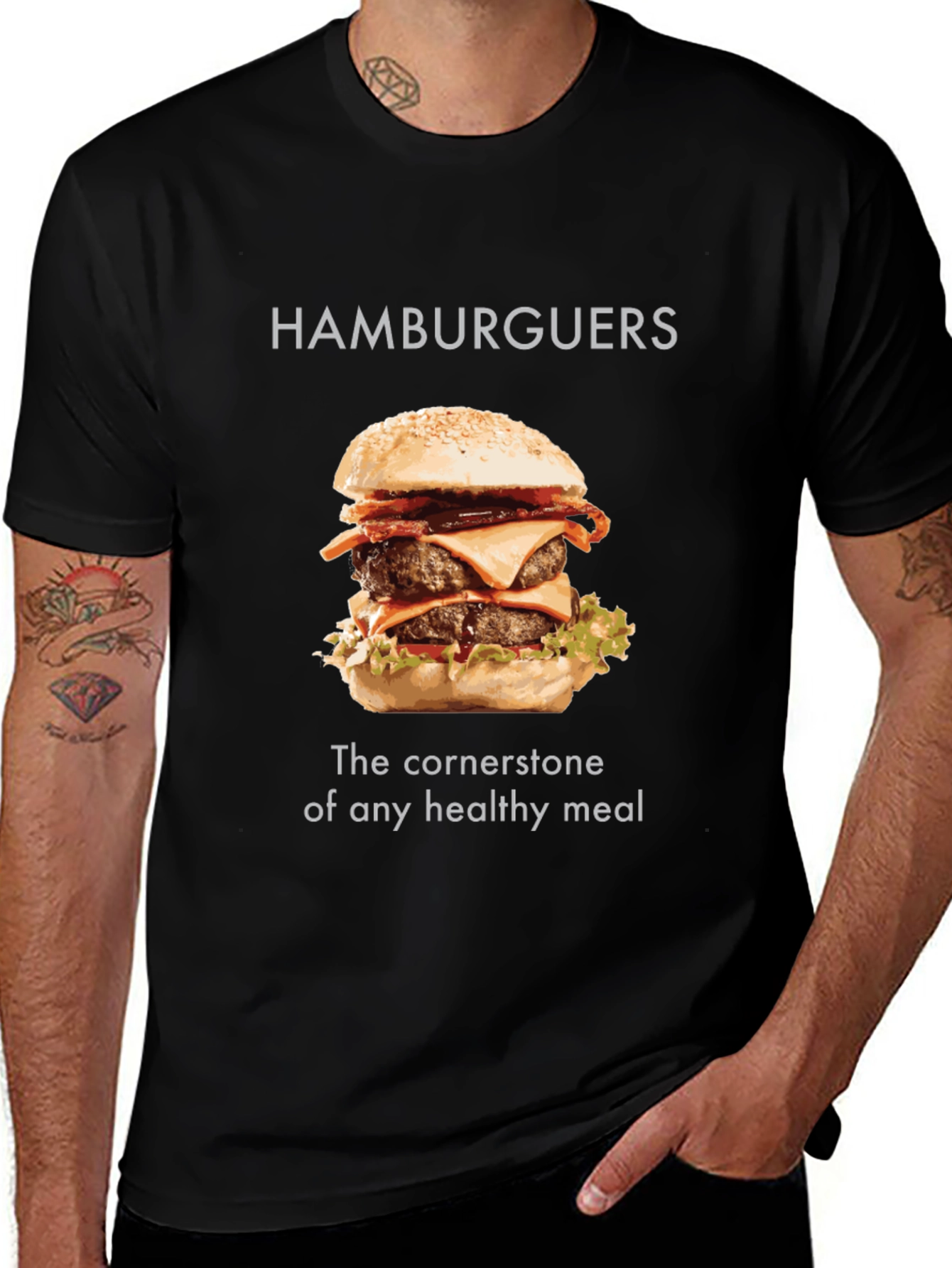 Variant 5 of Humorous Hamburger T-Shirt - Healthy Meal Tee