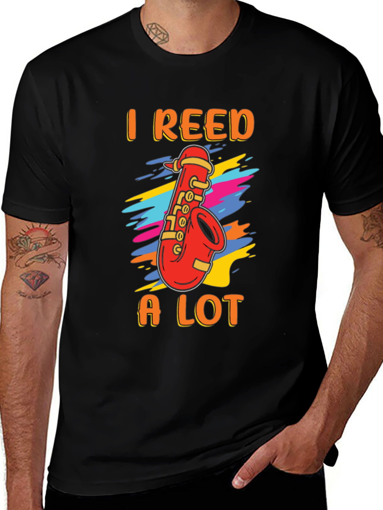 Variant 14 of I Reed A Lot Saxophone T-Shirt