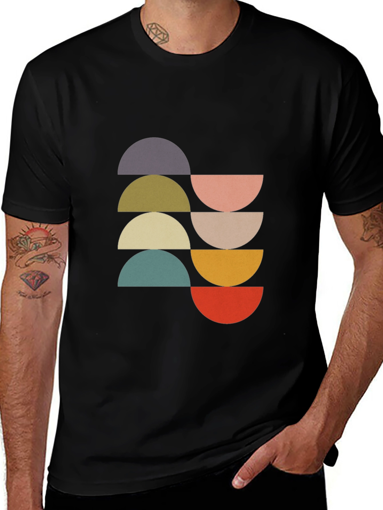 Variant 17 of Retro Geometric Graphic Tee - Abstract Black T-Shirt