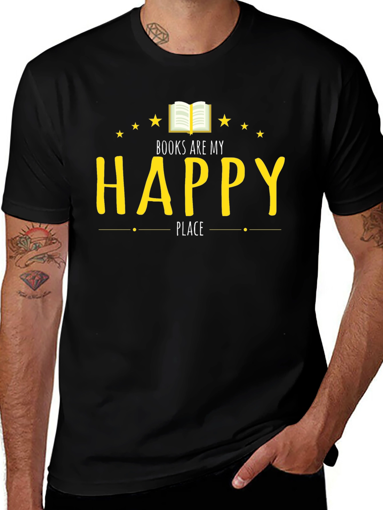 Variant 28 of Books Are My Happy Place Black Graphic T-Shirt