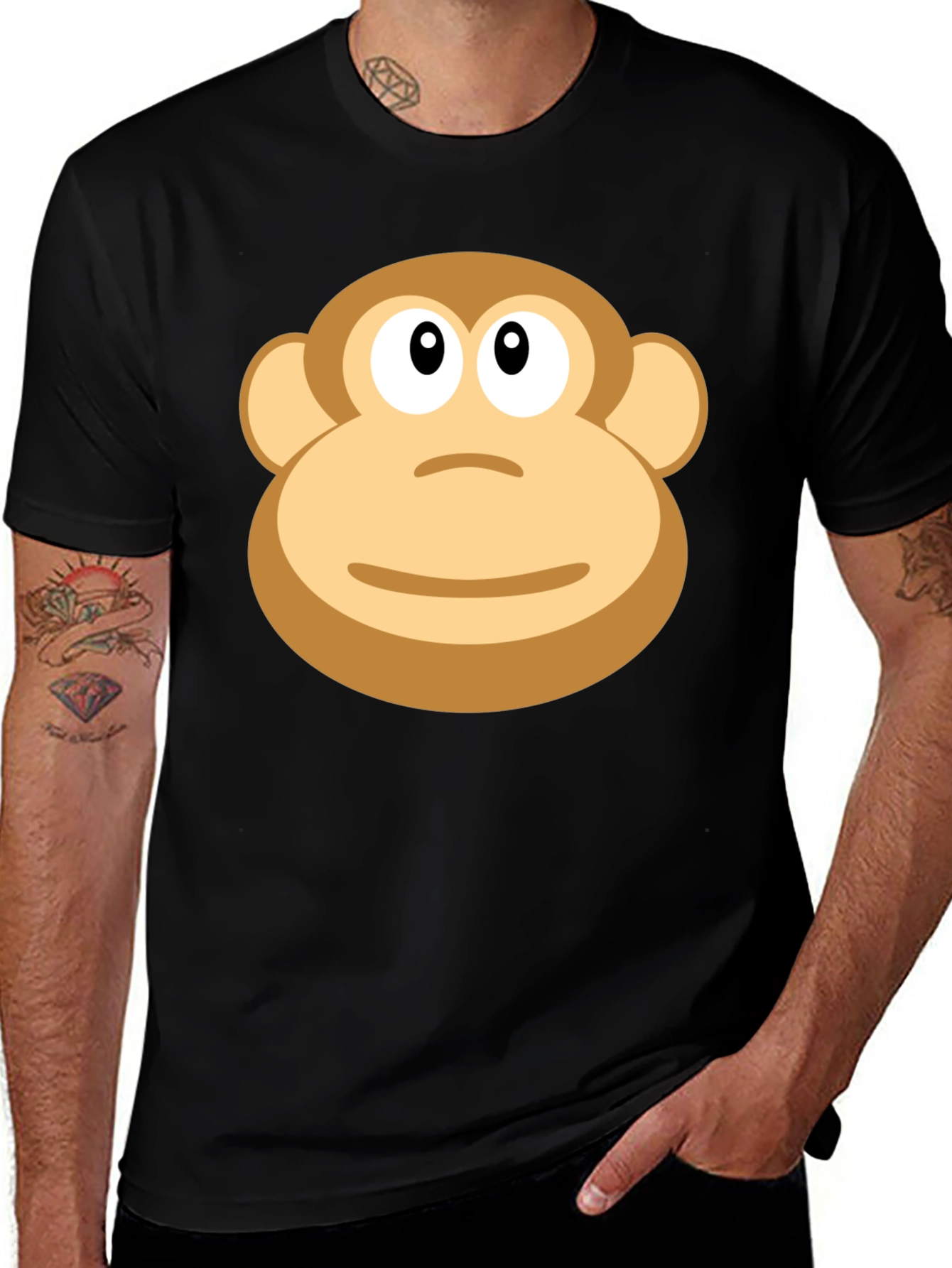 Variant 27 of Monkey Face Graphic T-Shirt - Casual Black Tee