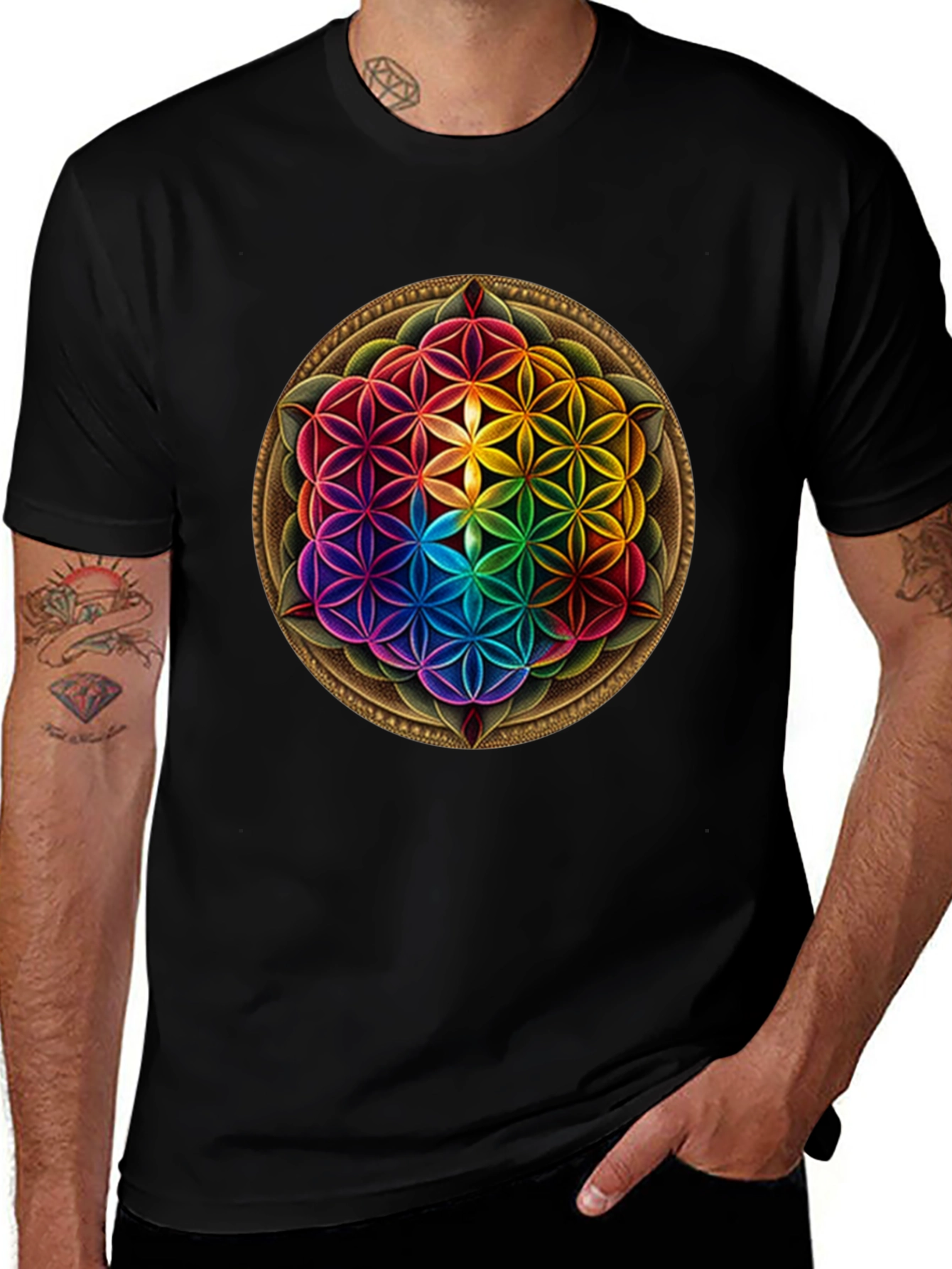 Variant 25 of Rainbow Flower of Life Graphic T-Shirt