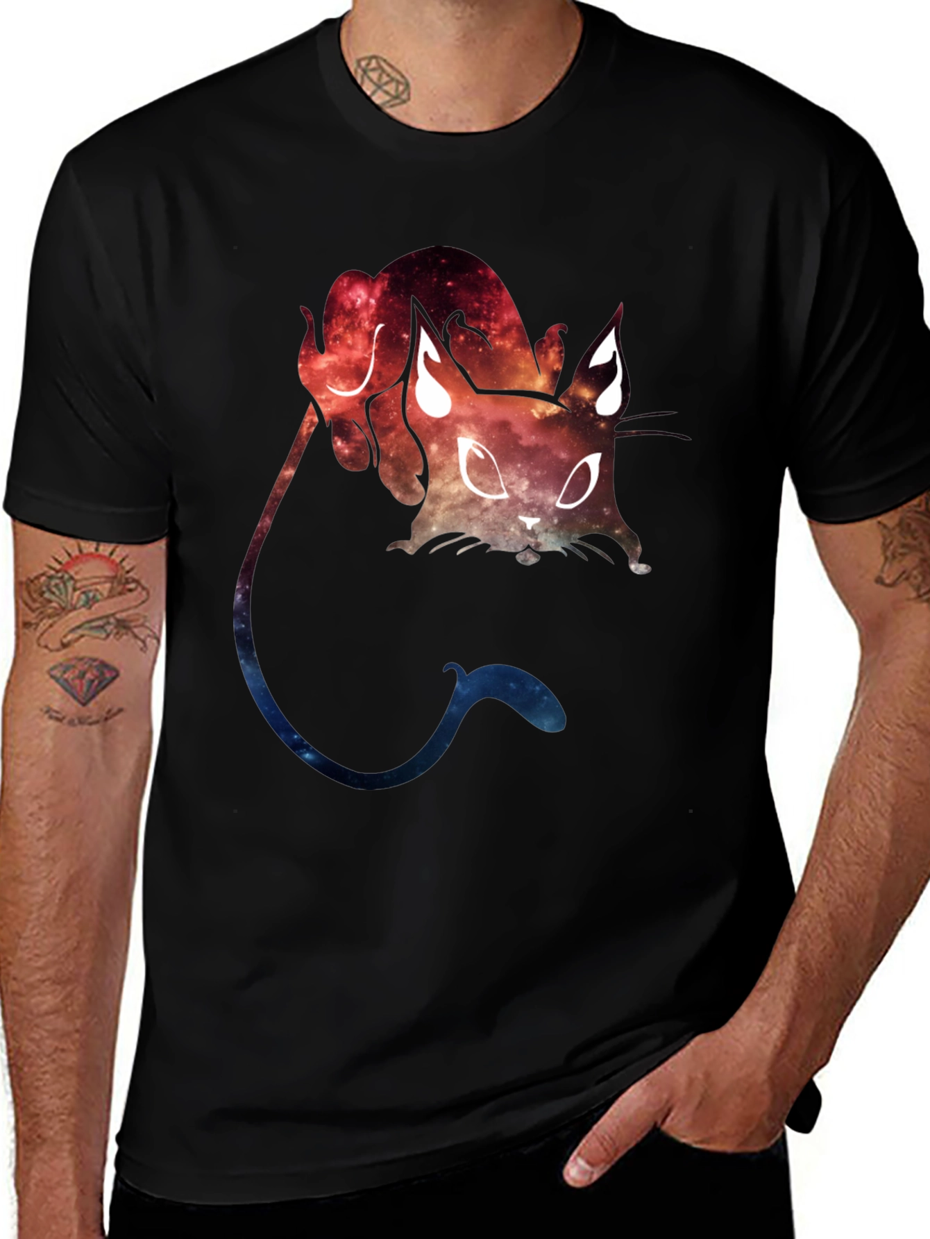 Variant 13 of Galaxy Cat Graphic Tee - Cosmic Feline T-Shirt