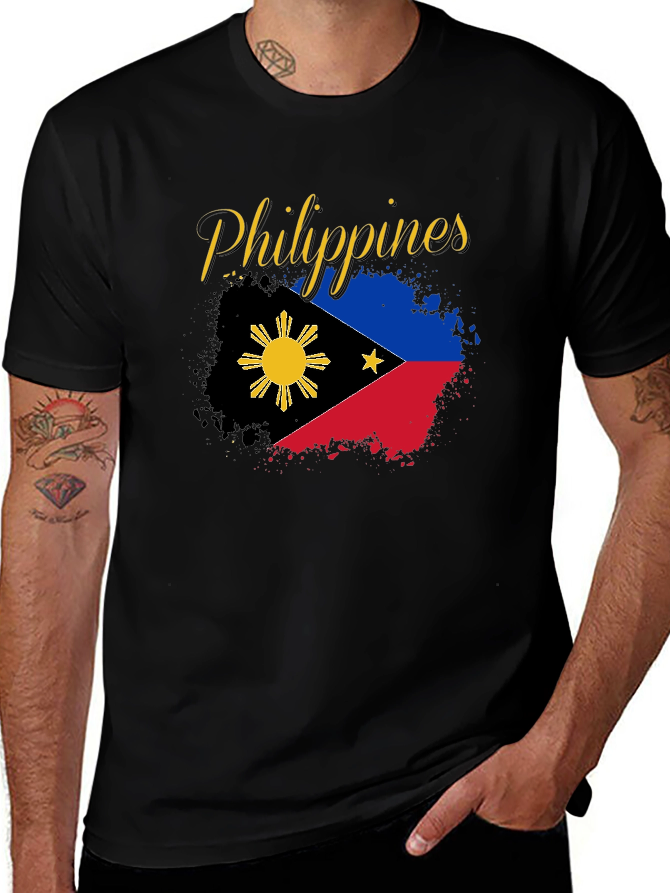 Variant 14 of Philippines Flag Graphic Black T-Shirt