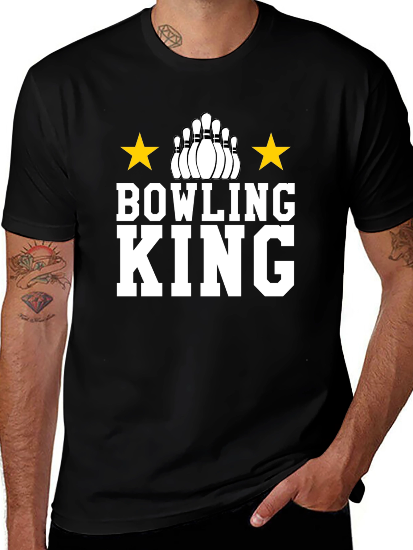 Variant 10 of Bowling King T-Shirt - Black Graphic Tee