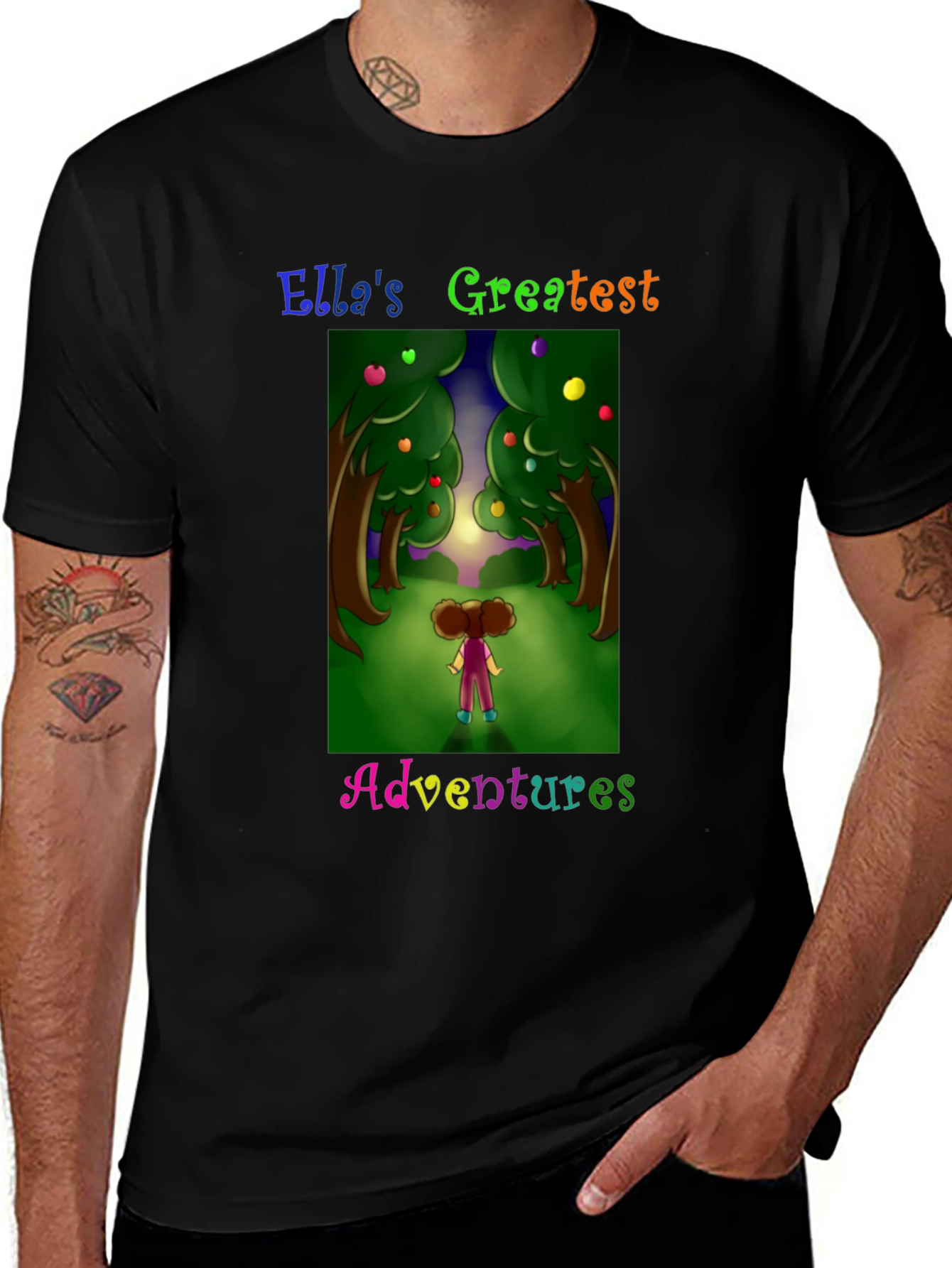 Variant 18 of Ella's Adventures Graphic Tee -  Black Cotton T-Shirt