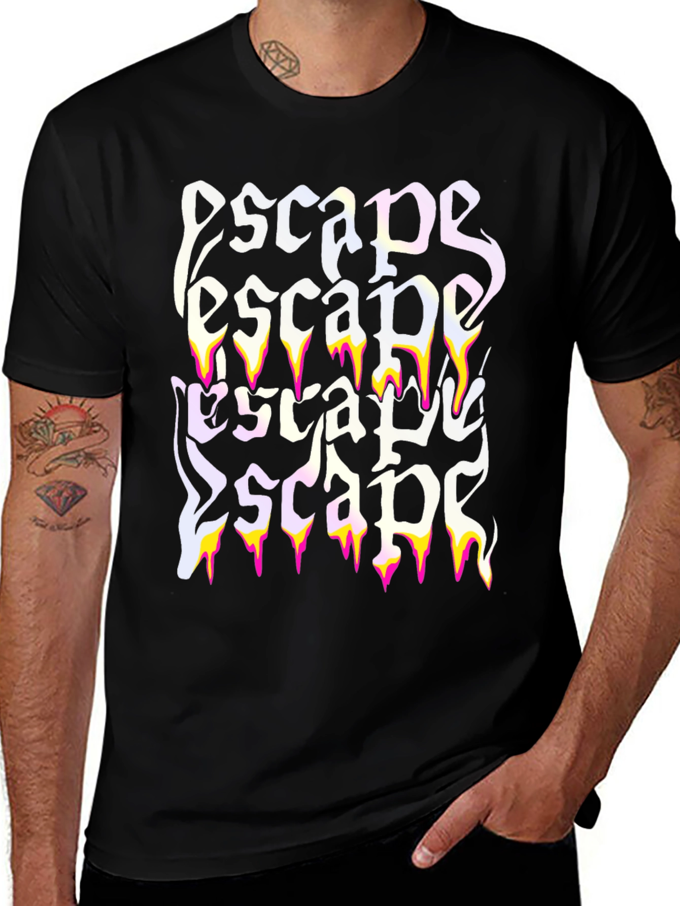 Variant 7 of Escape Graphic Print Black T-Shirt