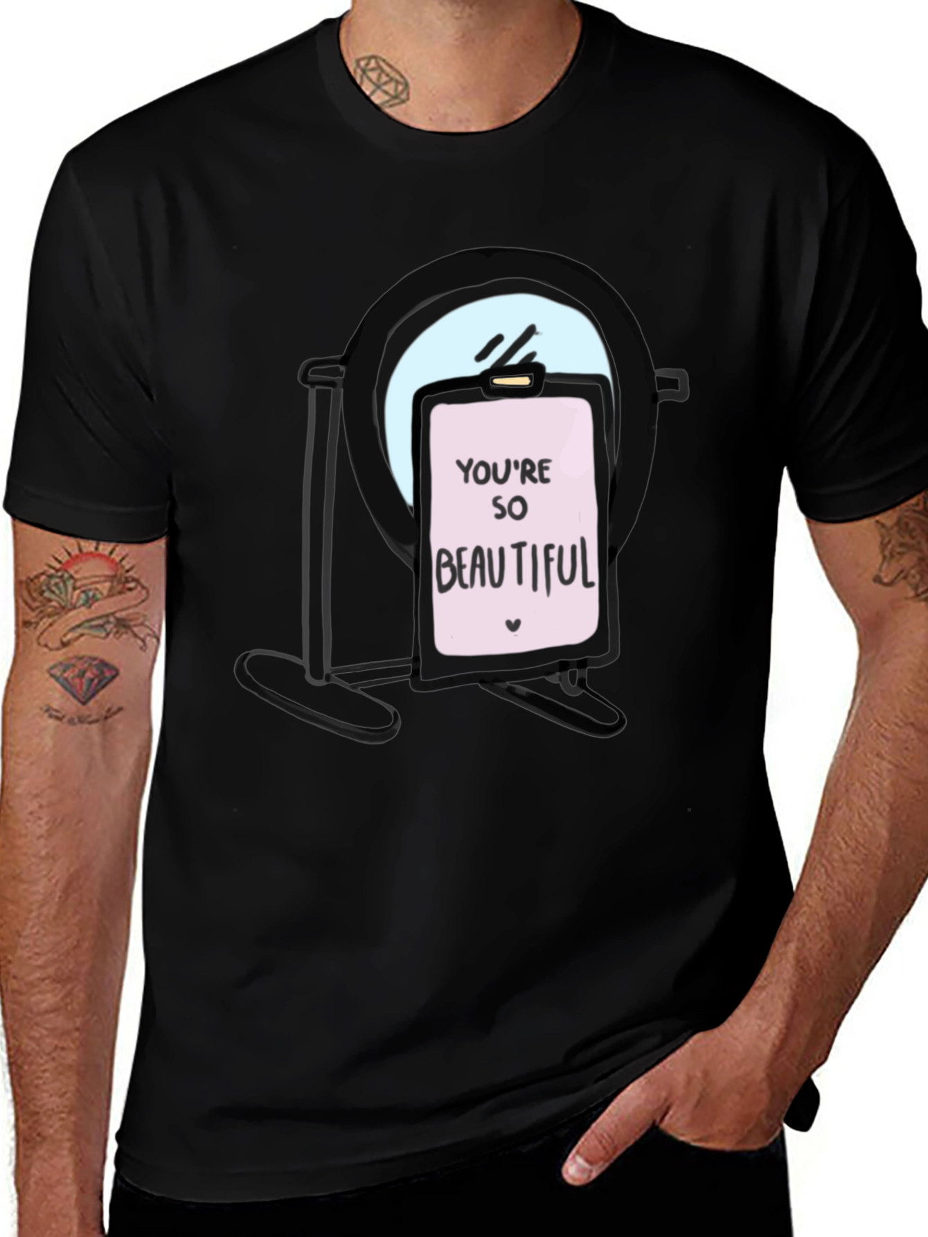 Variant 21 of You're So Beautiful Mirror Graphic Tee - Black