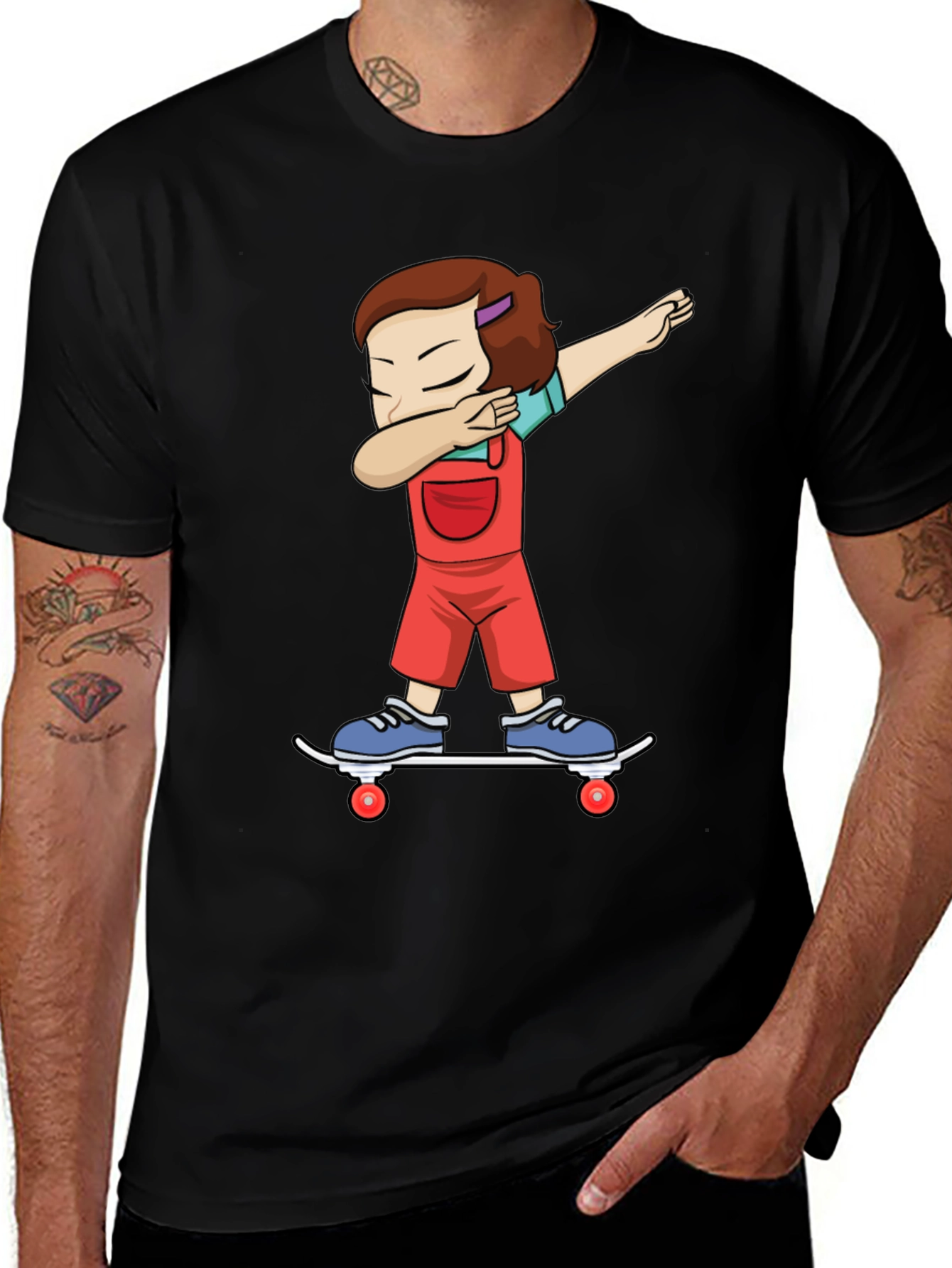 Variant 28 of Cartoon Dab Girl Skateboarder T-Shirt - Stylish Graphic Tee
