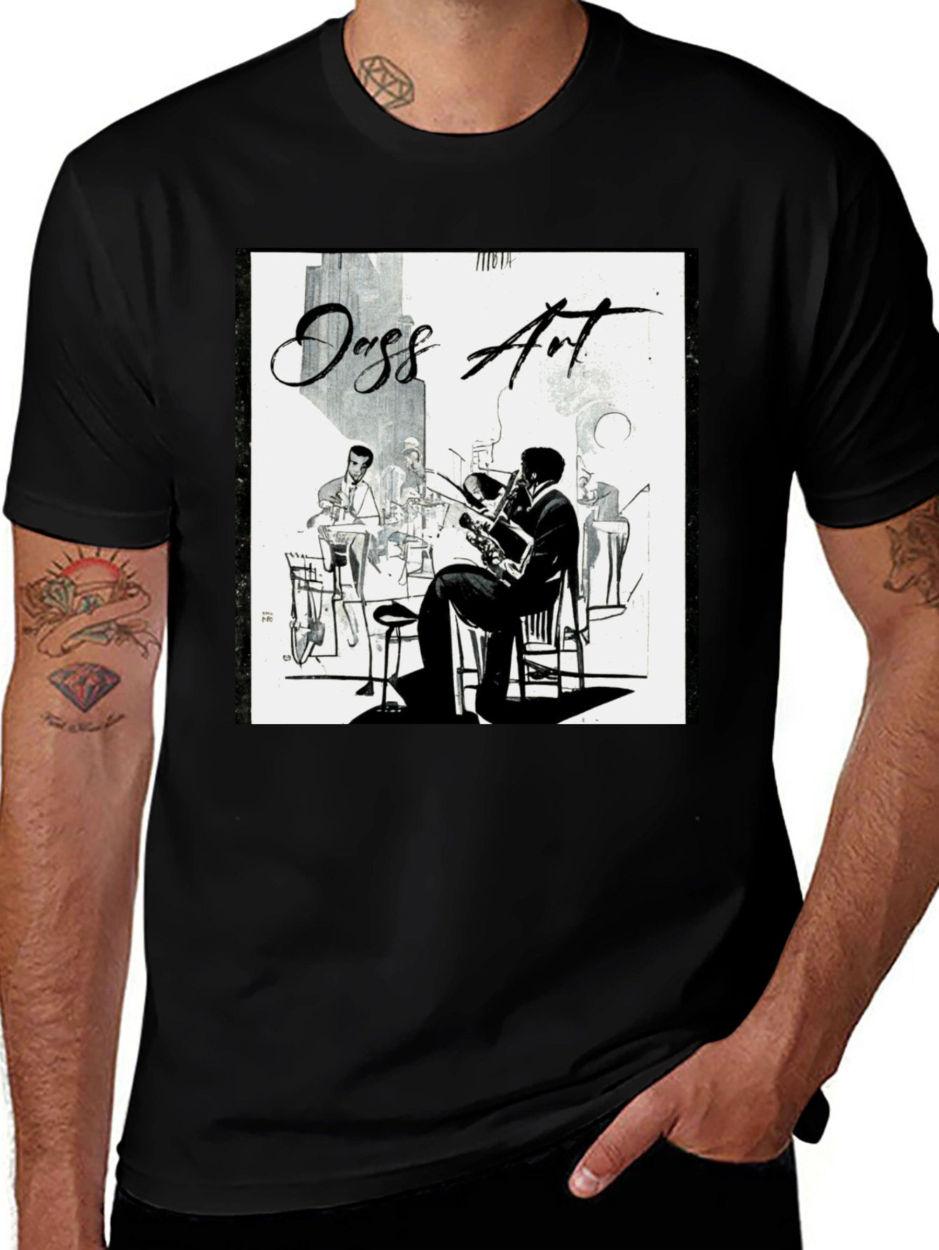 Black Jazz Art Graphic T-Shirt main image
